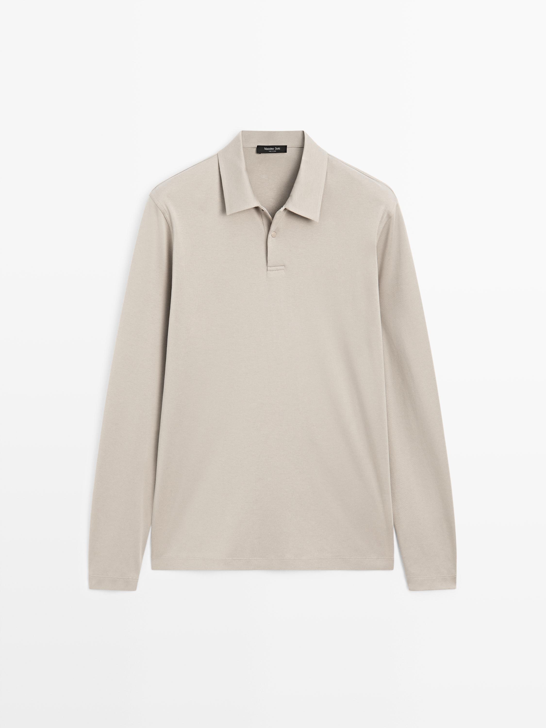 Long sleeve polo shirt with snap button