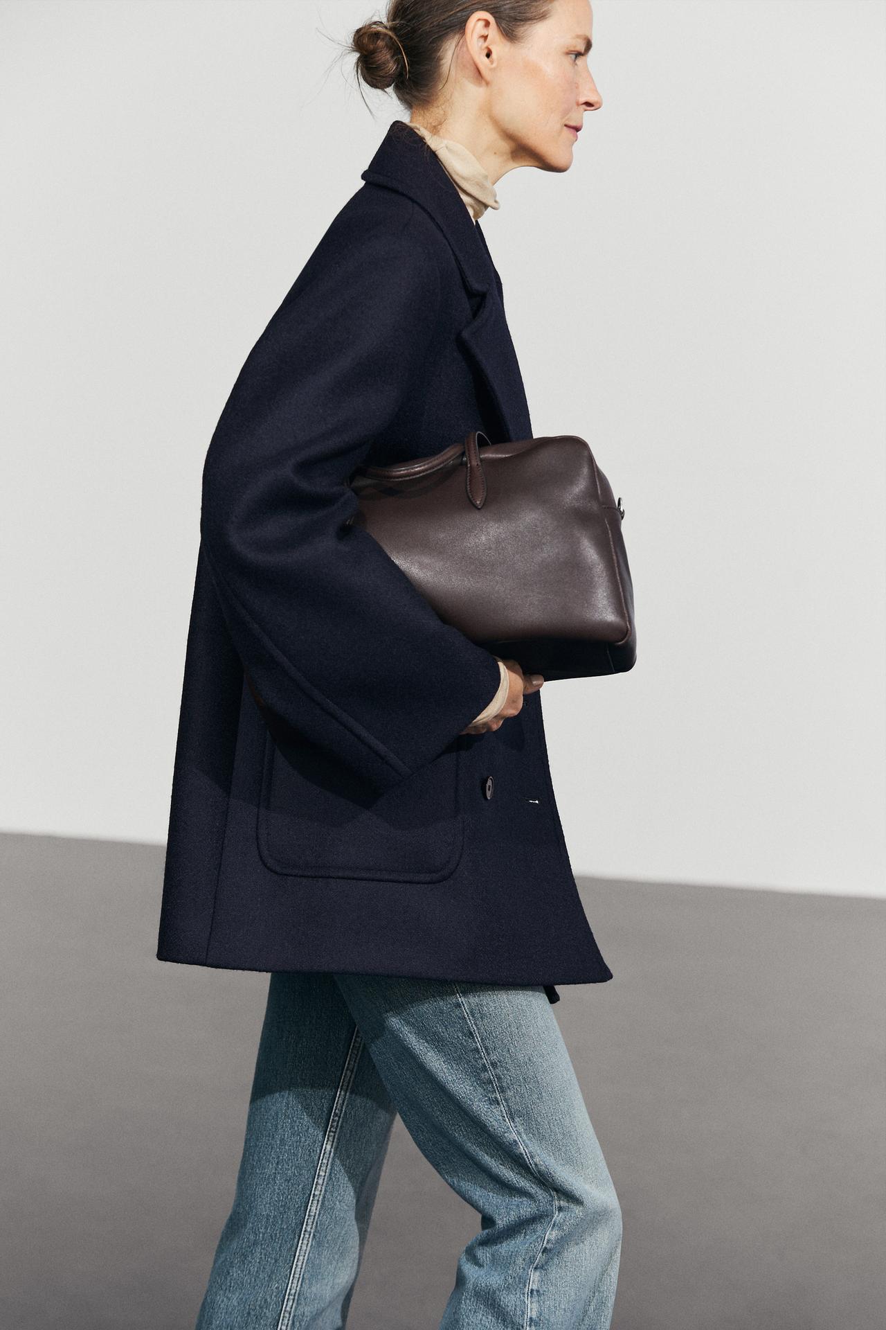 Medium double-breasted coat — NAVY BLUE