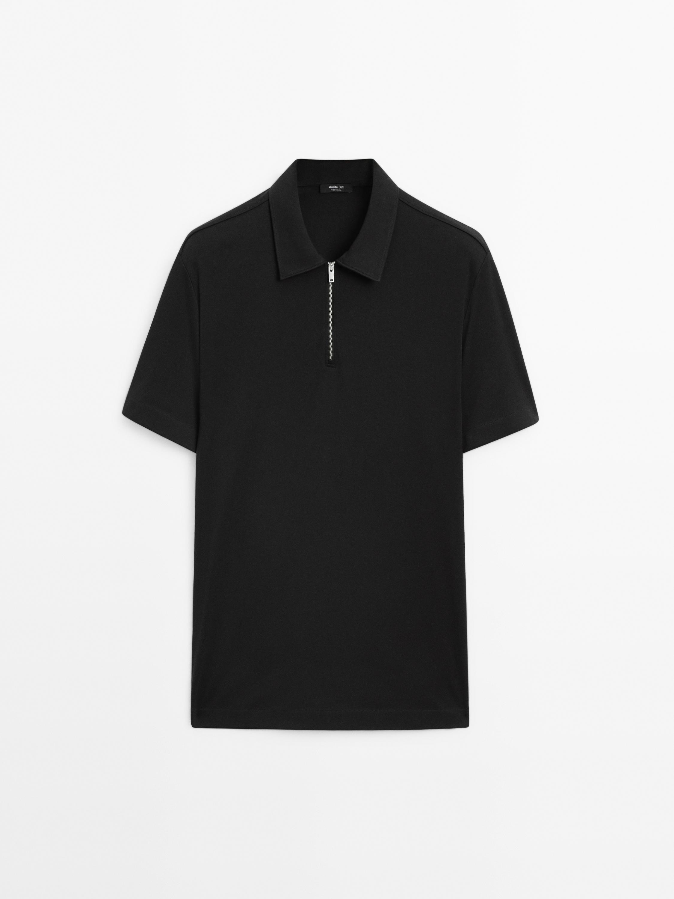 100% cotton polo shirt with zip collar