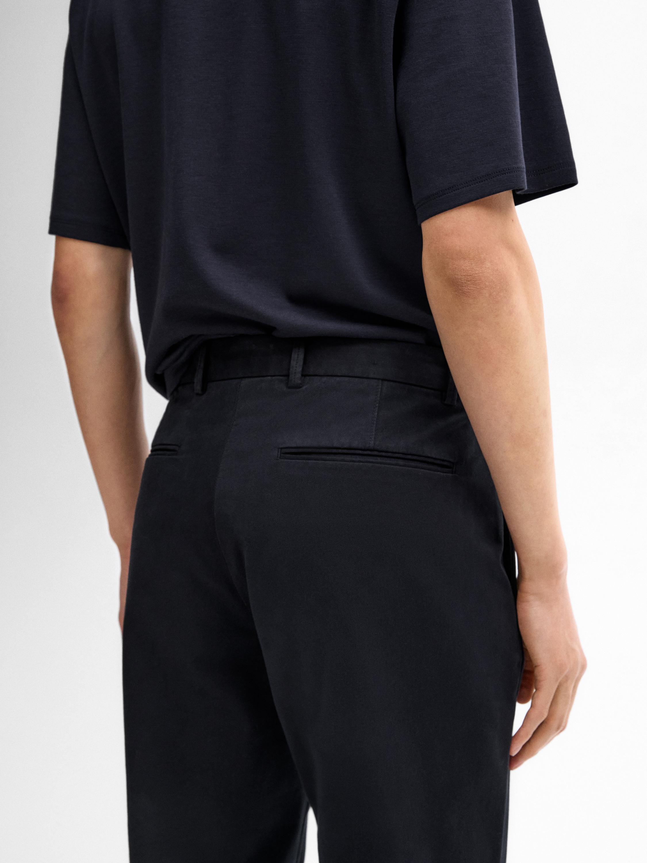 Cotton blend regular fit trousers