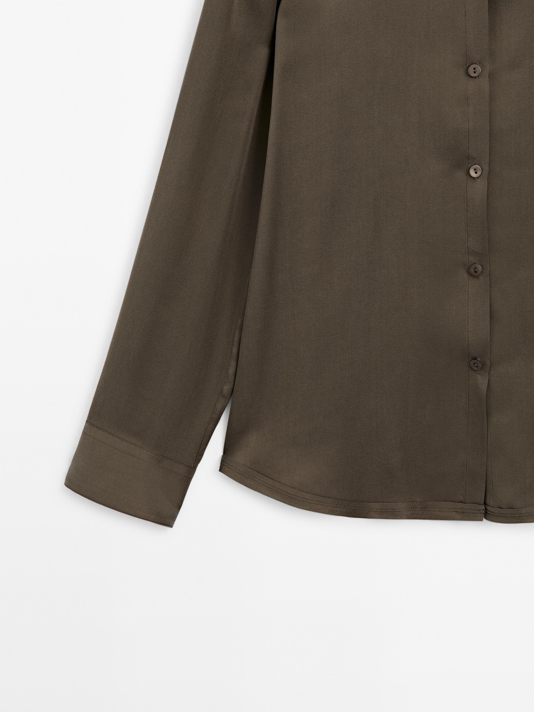 Satin mulberry silk blend shirt
