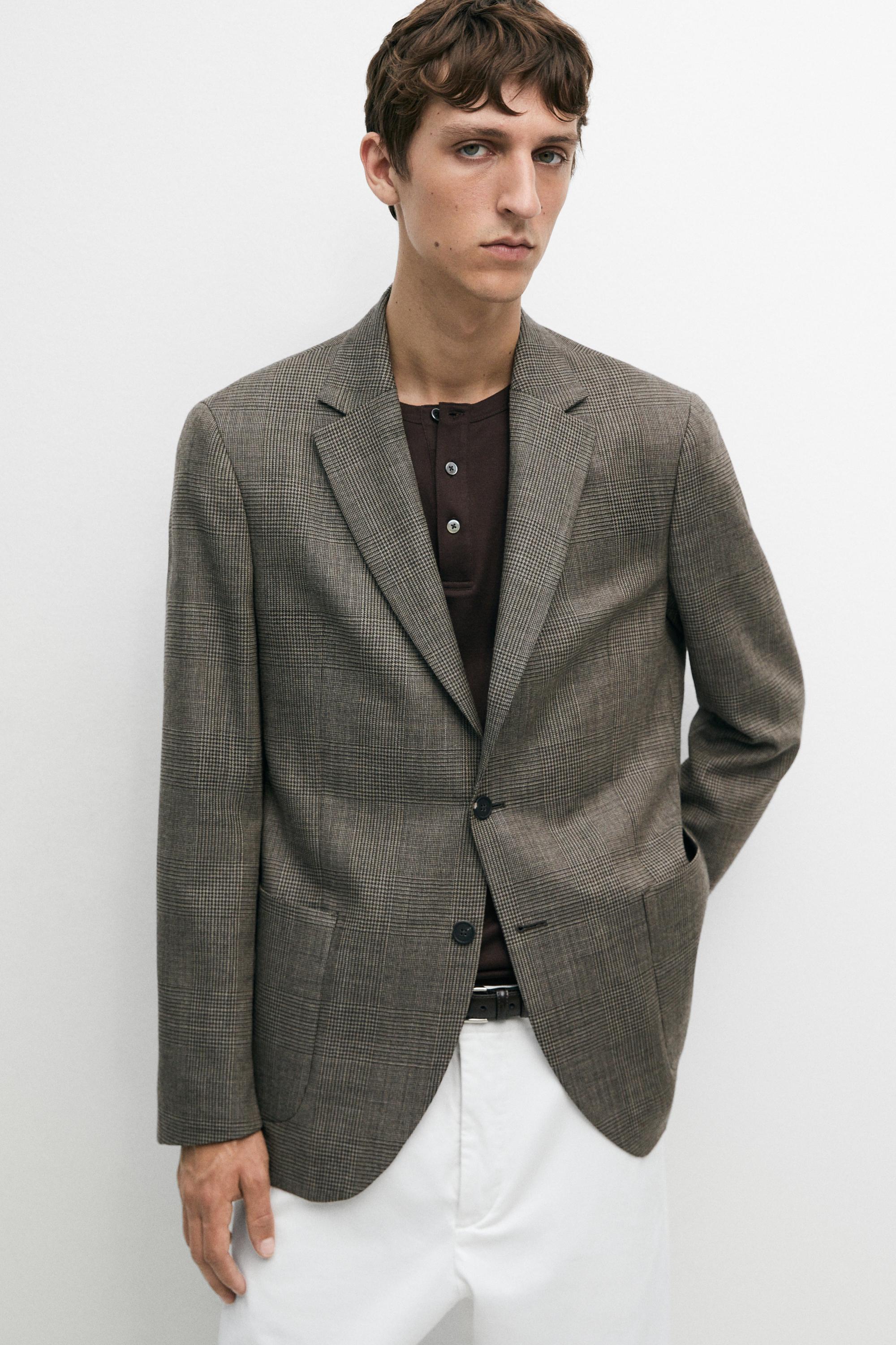 Blazer tailored aos quadrados 100% de lã