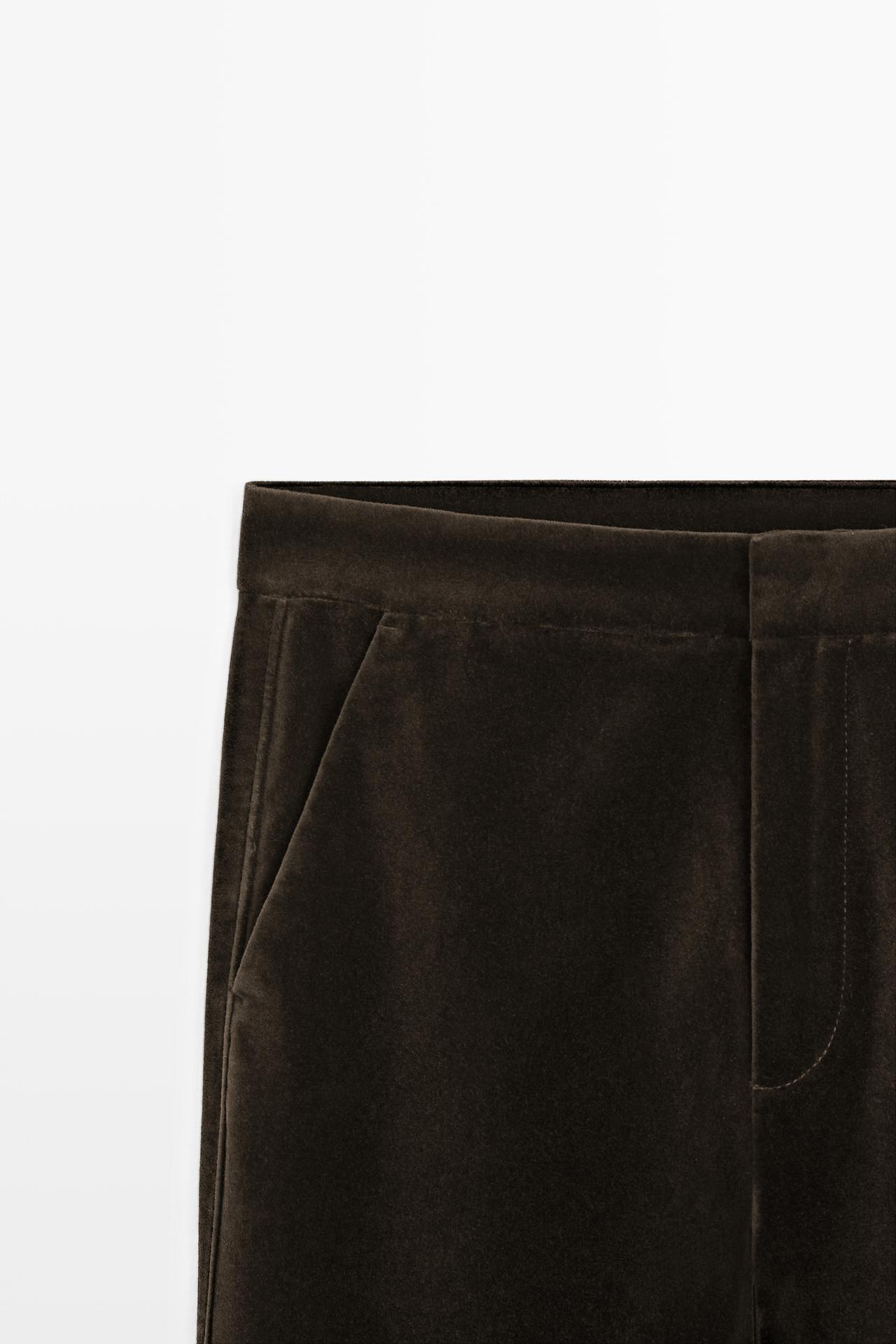 Velvet skinny flare fit pants — Chocolate