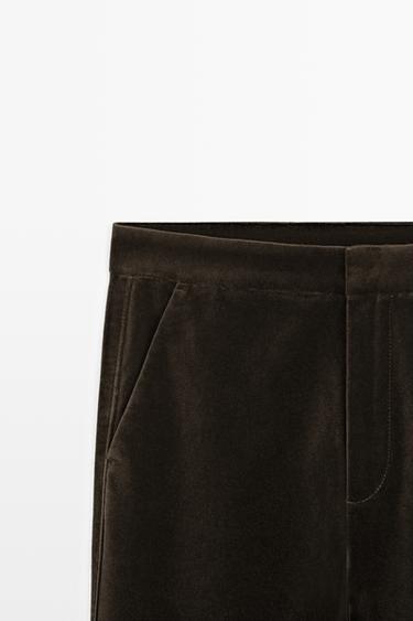 Velvet skinny flare fit pants — Chocolate 4