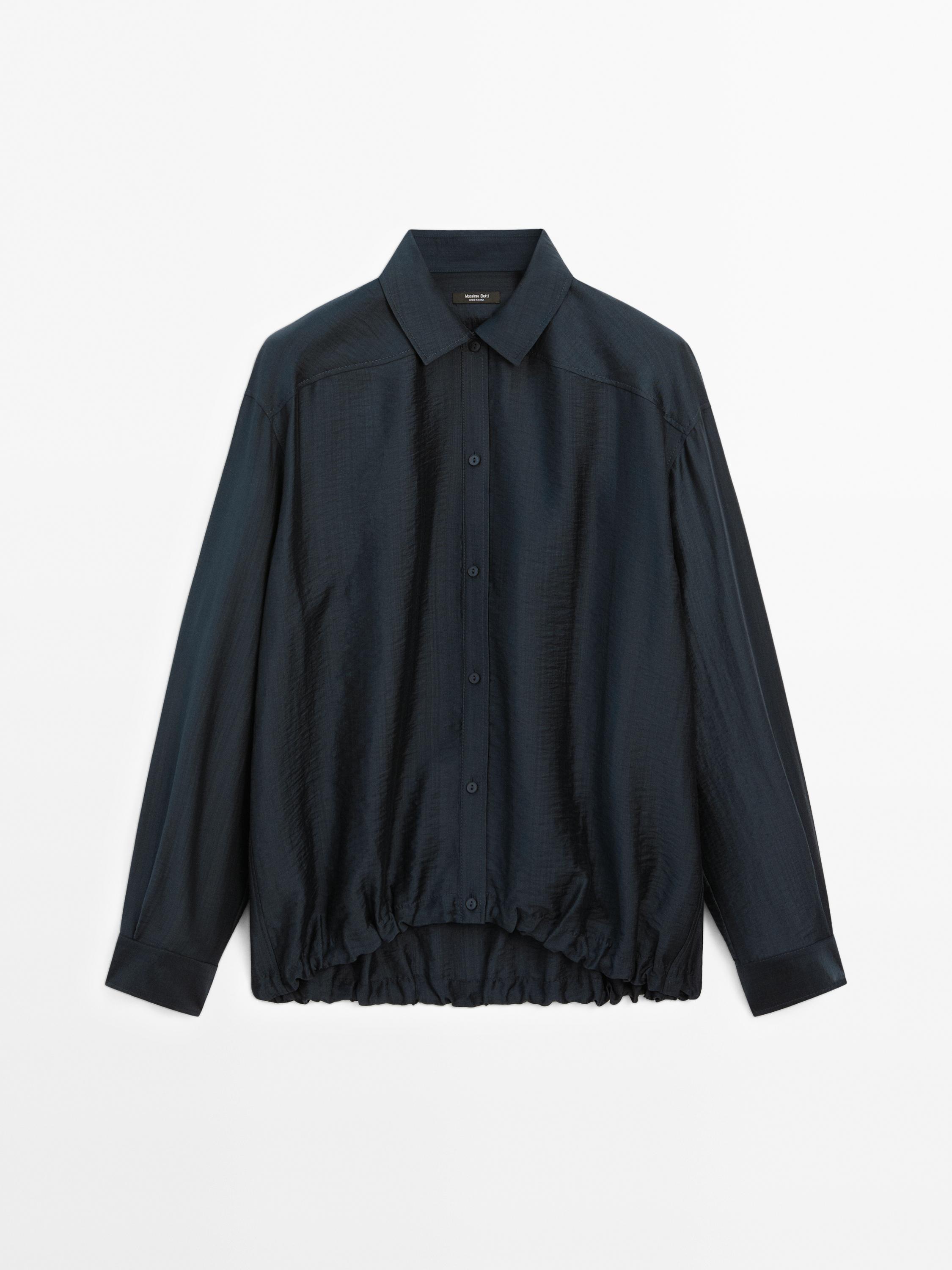 Satin shirt with elastic detail