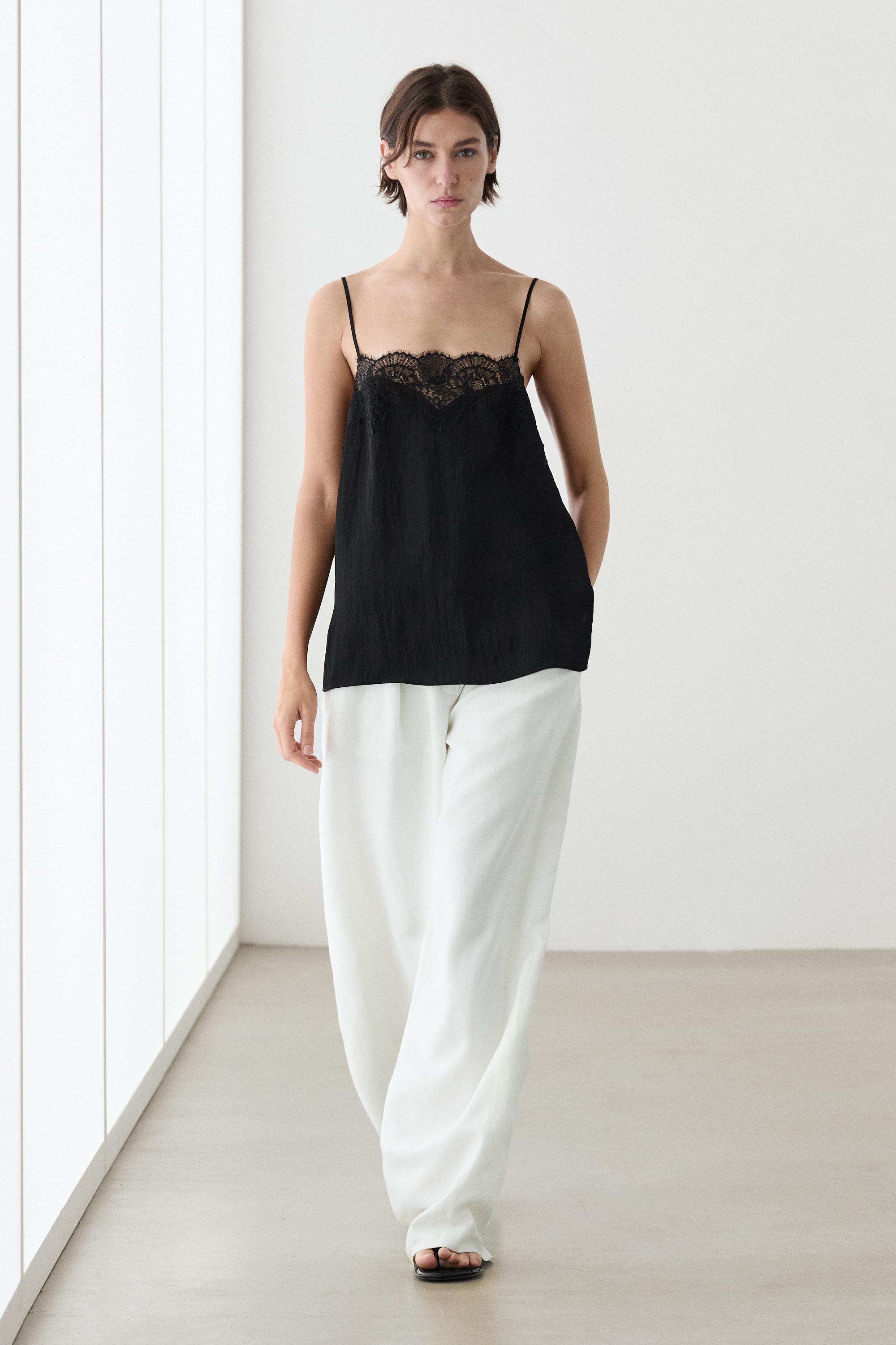 Lace camisole top — BLACK
