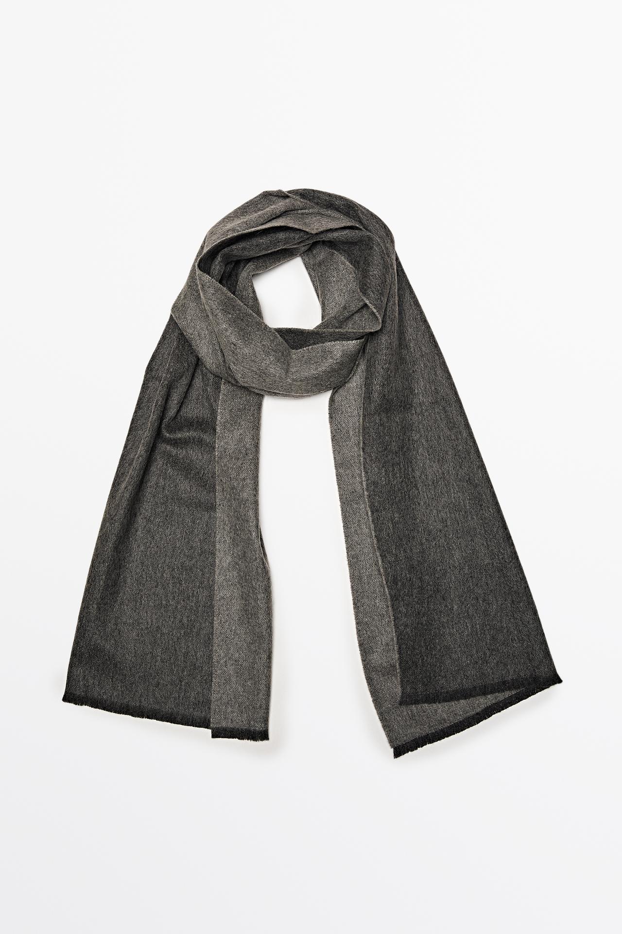 100% cashmere two-tone reversible scarf — ANTHRACITE GREY