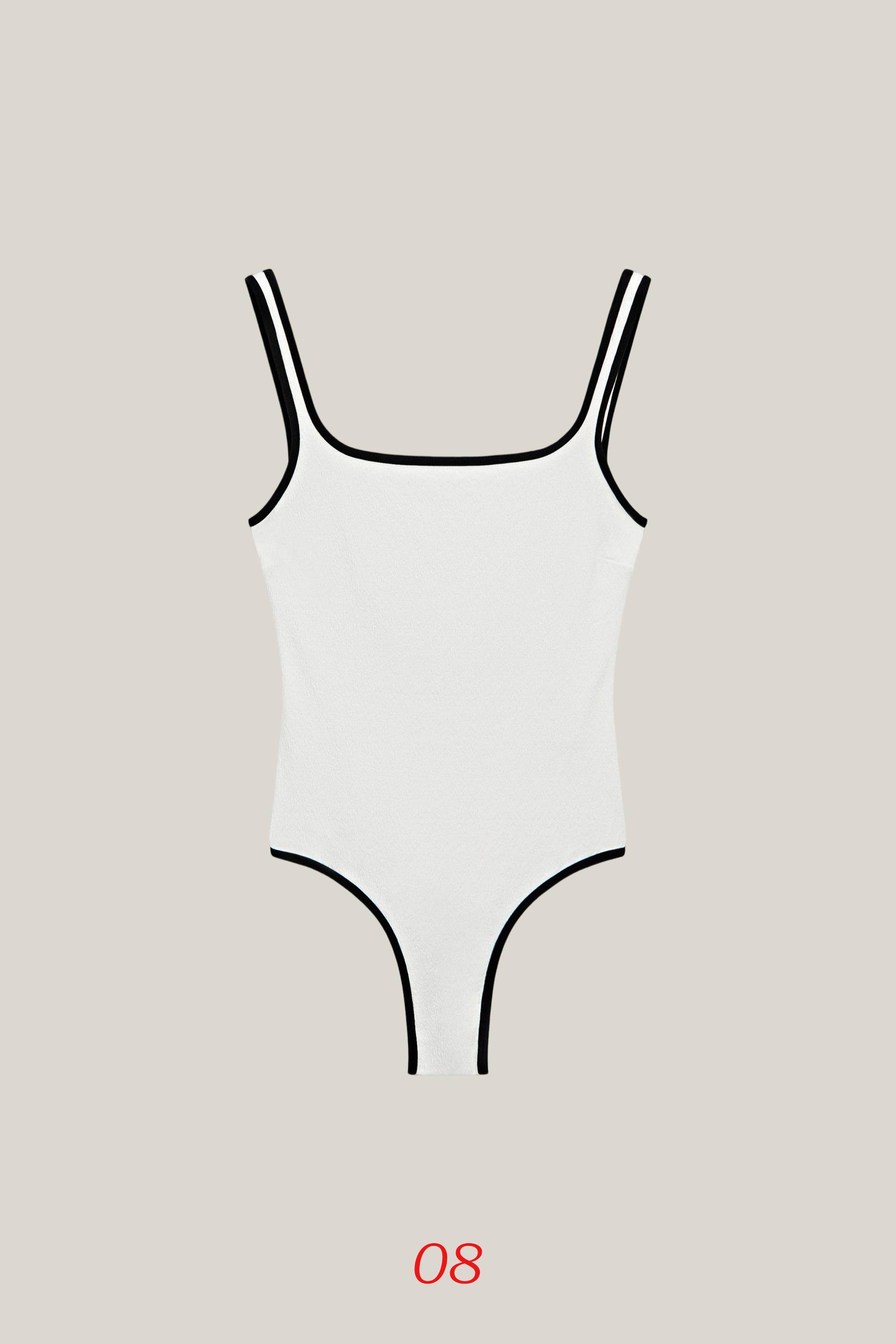 Contrast texture swimsuit — Off white