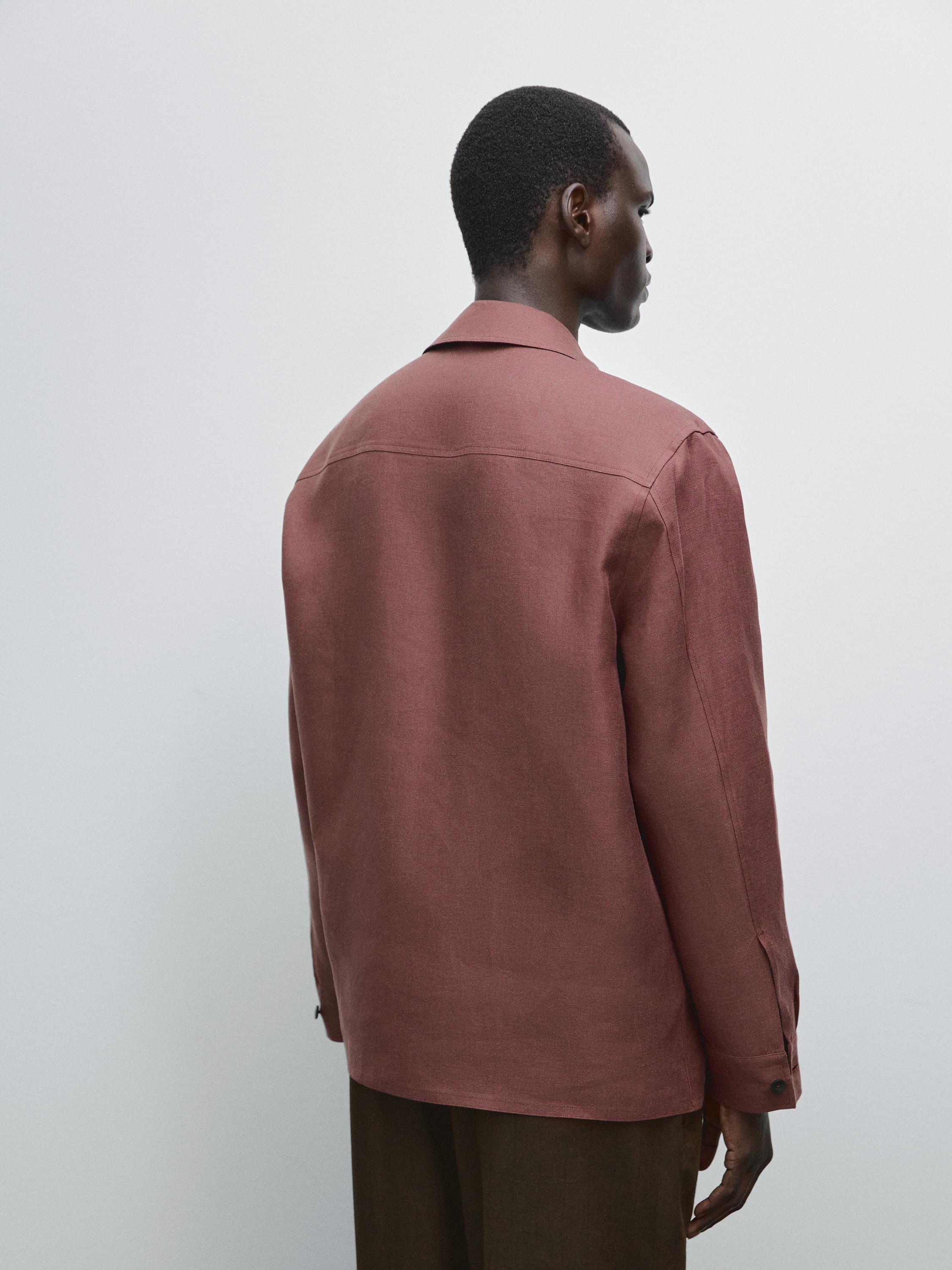 100% linen overshirt with pockets