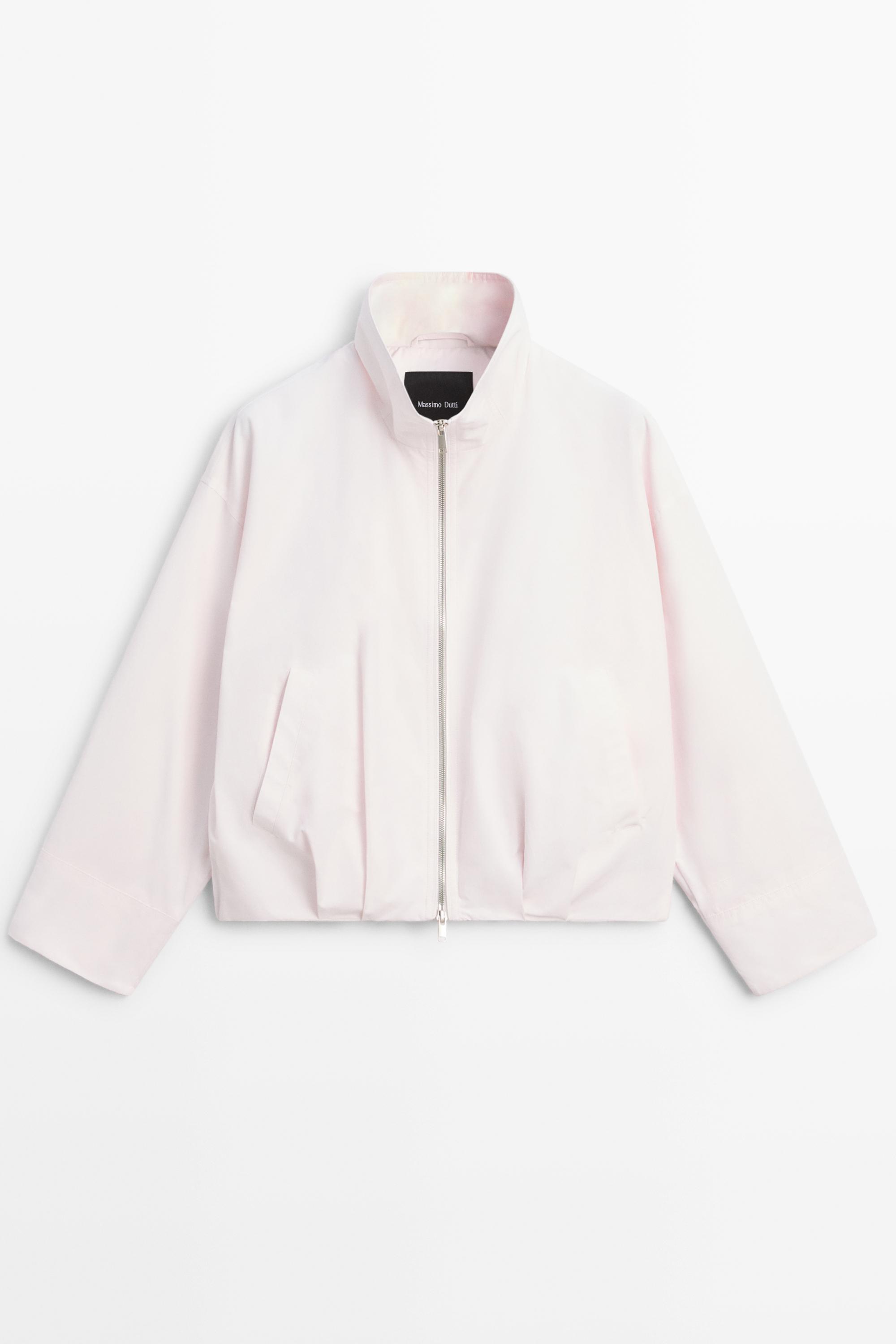 High-neck bomber jacket — ROSE PINK