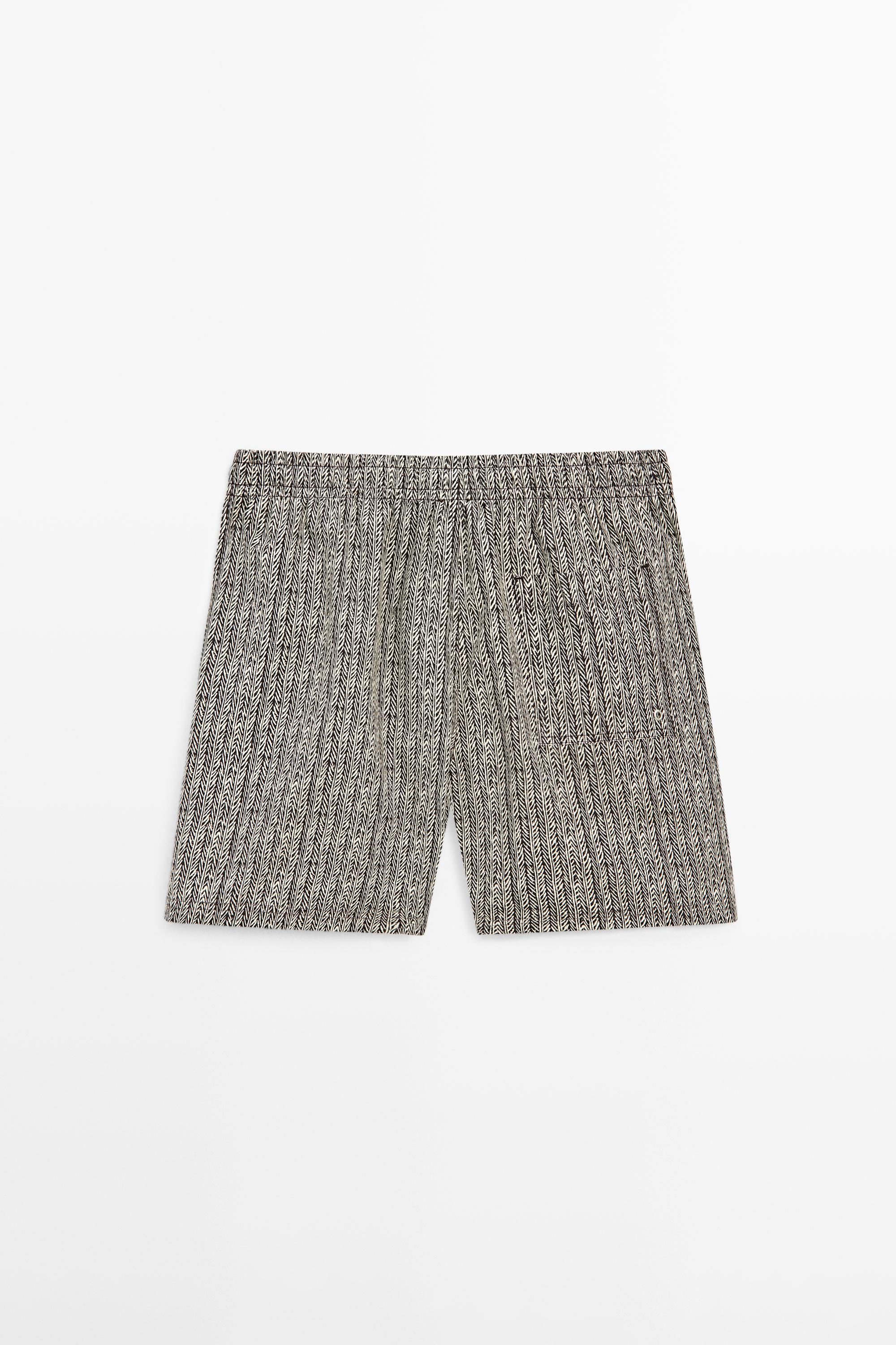 Herringbone print swimsuit — BROWN