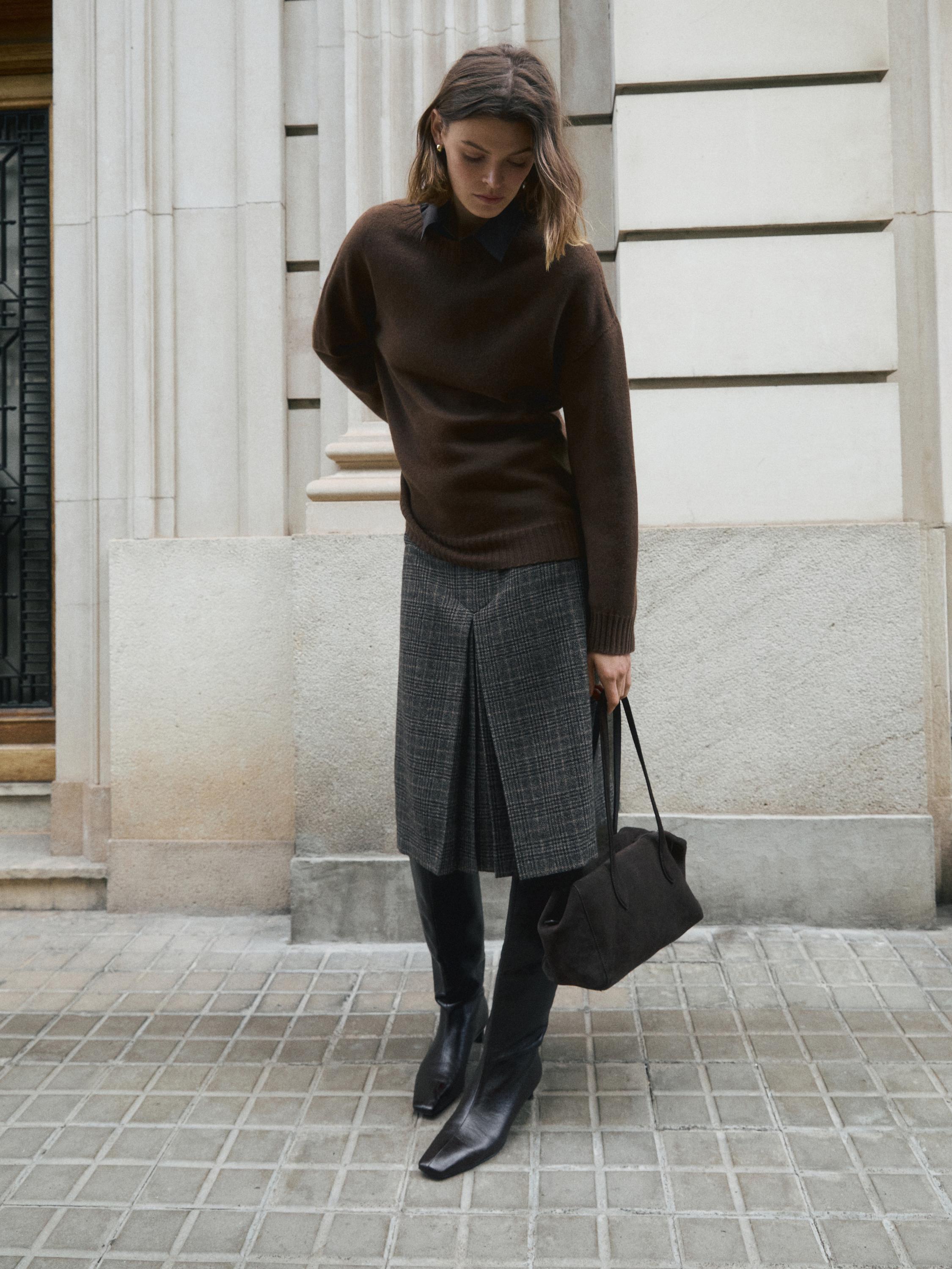 Wool blend crew neck sweater