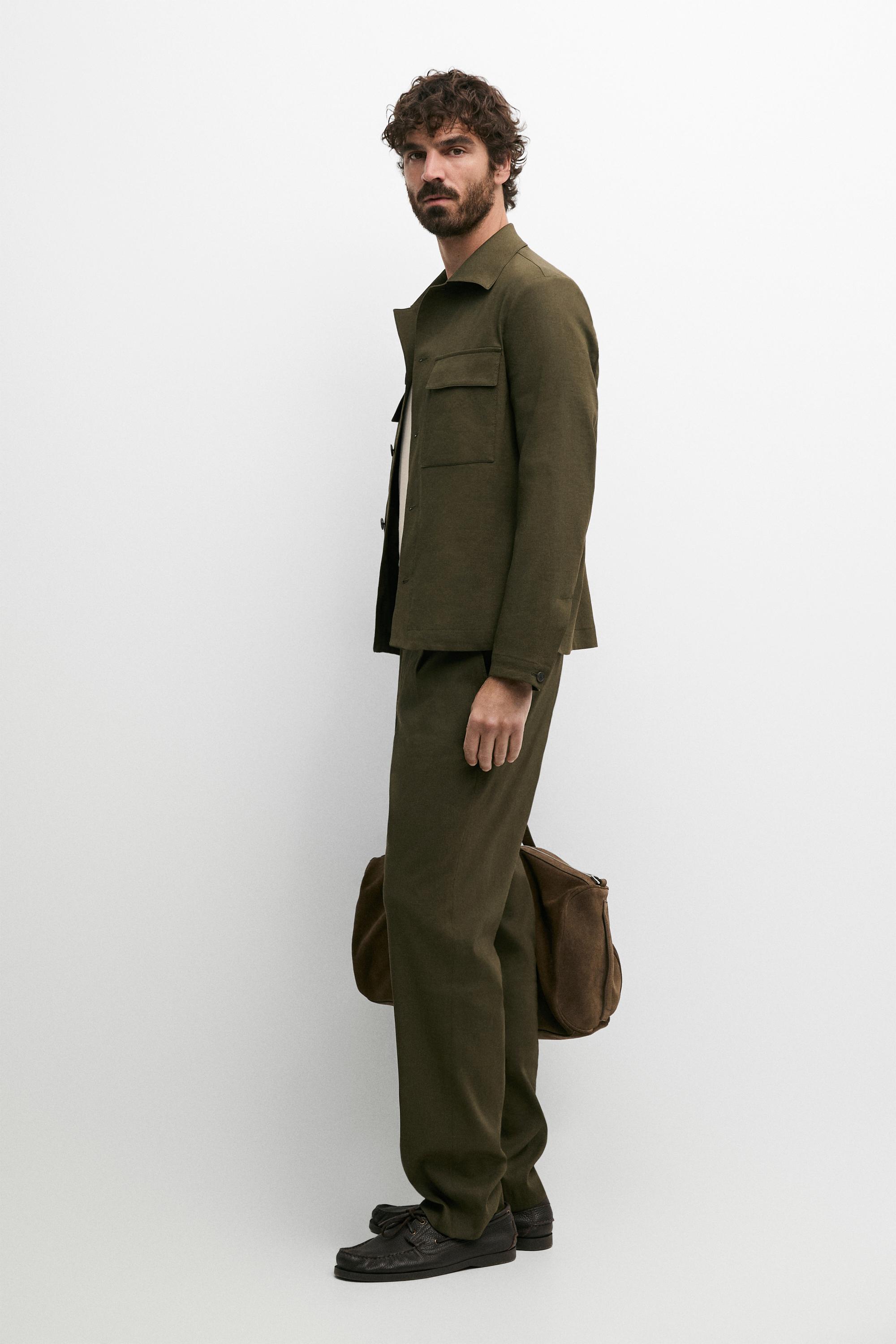 Total look darted jogger fit trousers — GREEN