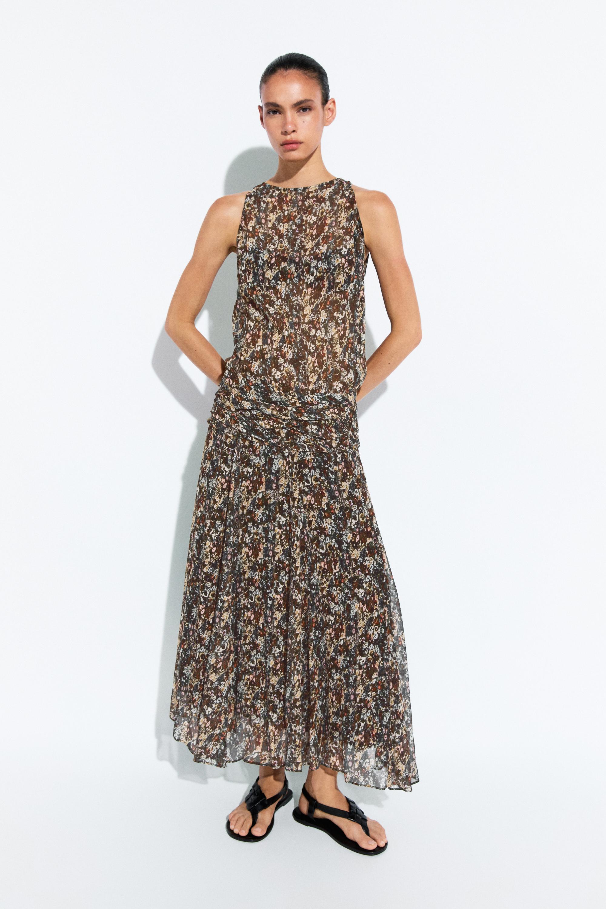 Printed dress with sash detail