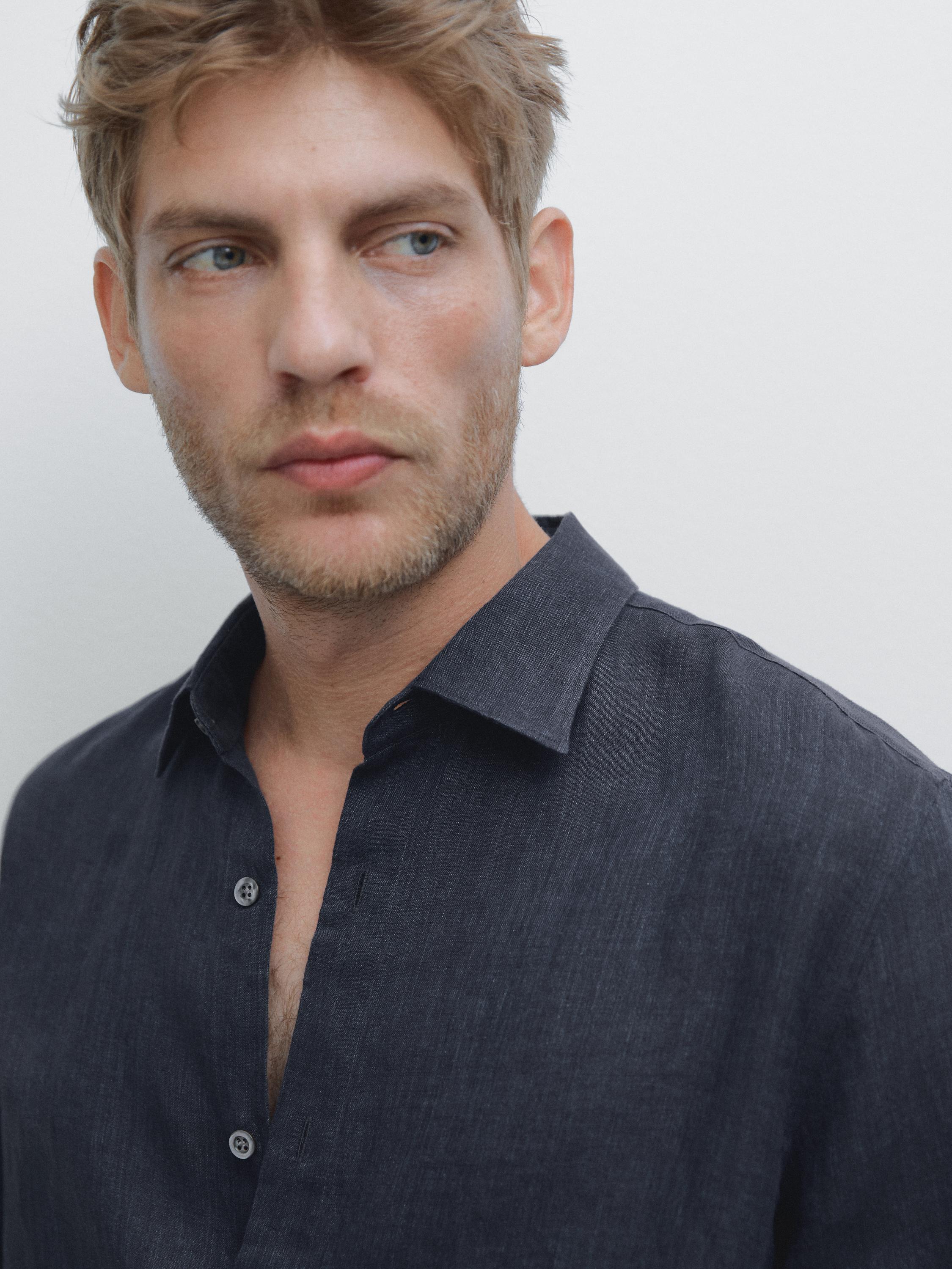 Hemd aus 100 % Leinen im Slim-Fit