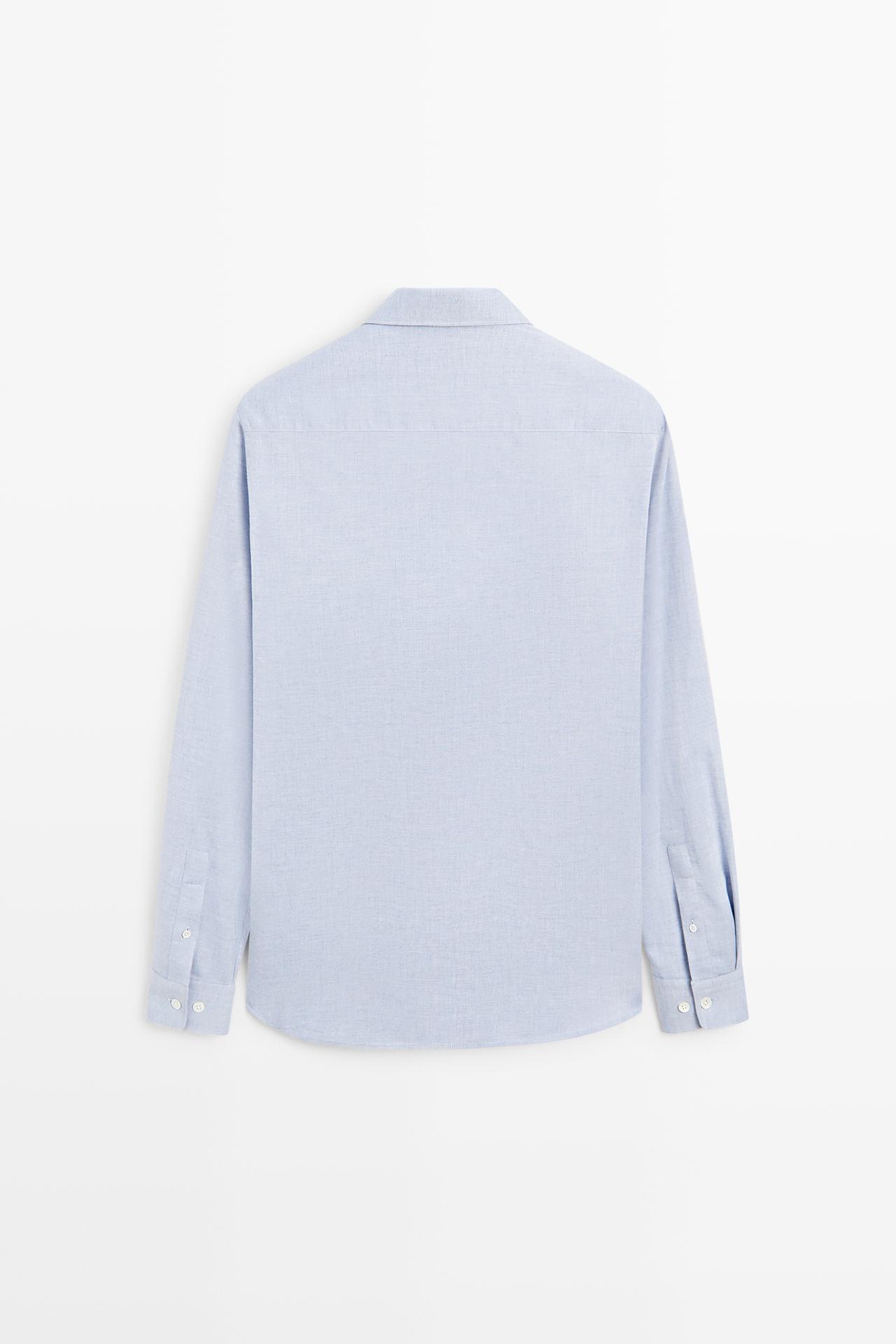 100% cotton regular fit melange twill shirt — Sky blue