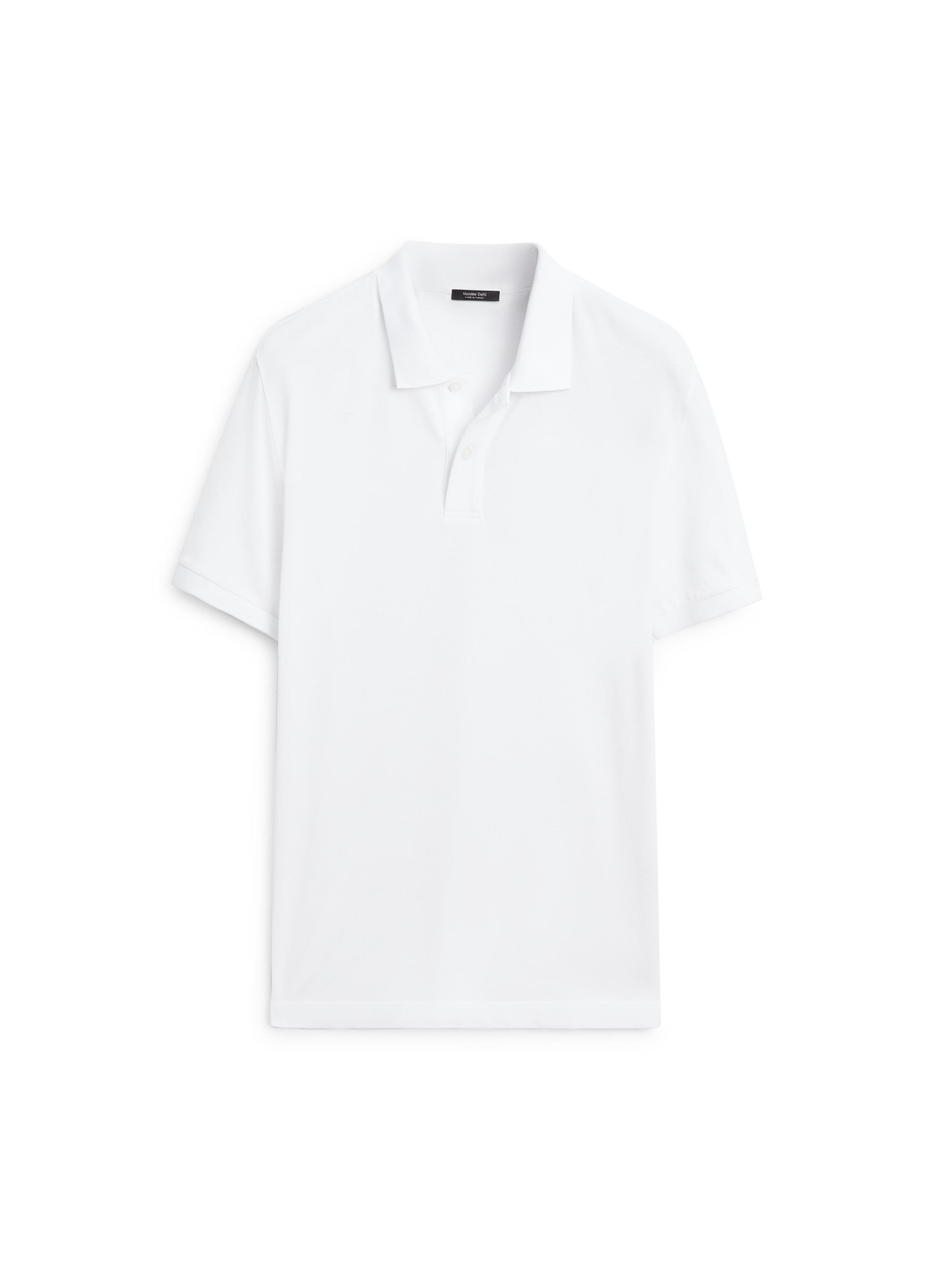 Micro-textured cotton piqué polo shirt — WHITE