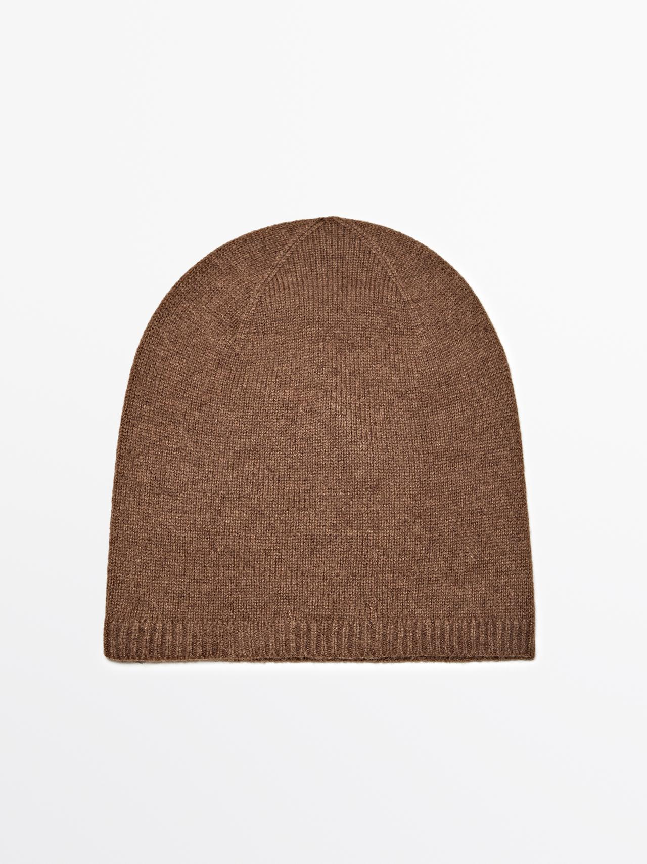 Massimo Dutti - Dame - Beanie-Hue I Finstrik - Brun - 01