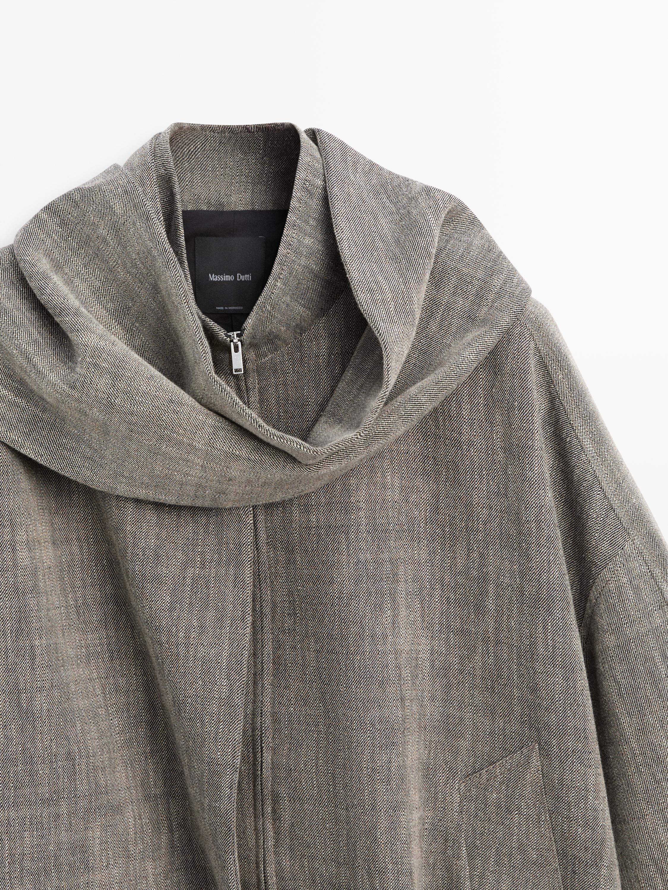 Flecked bomber jacket with scarf — GREY