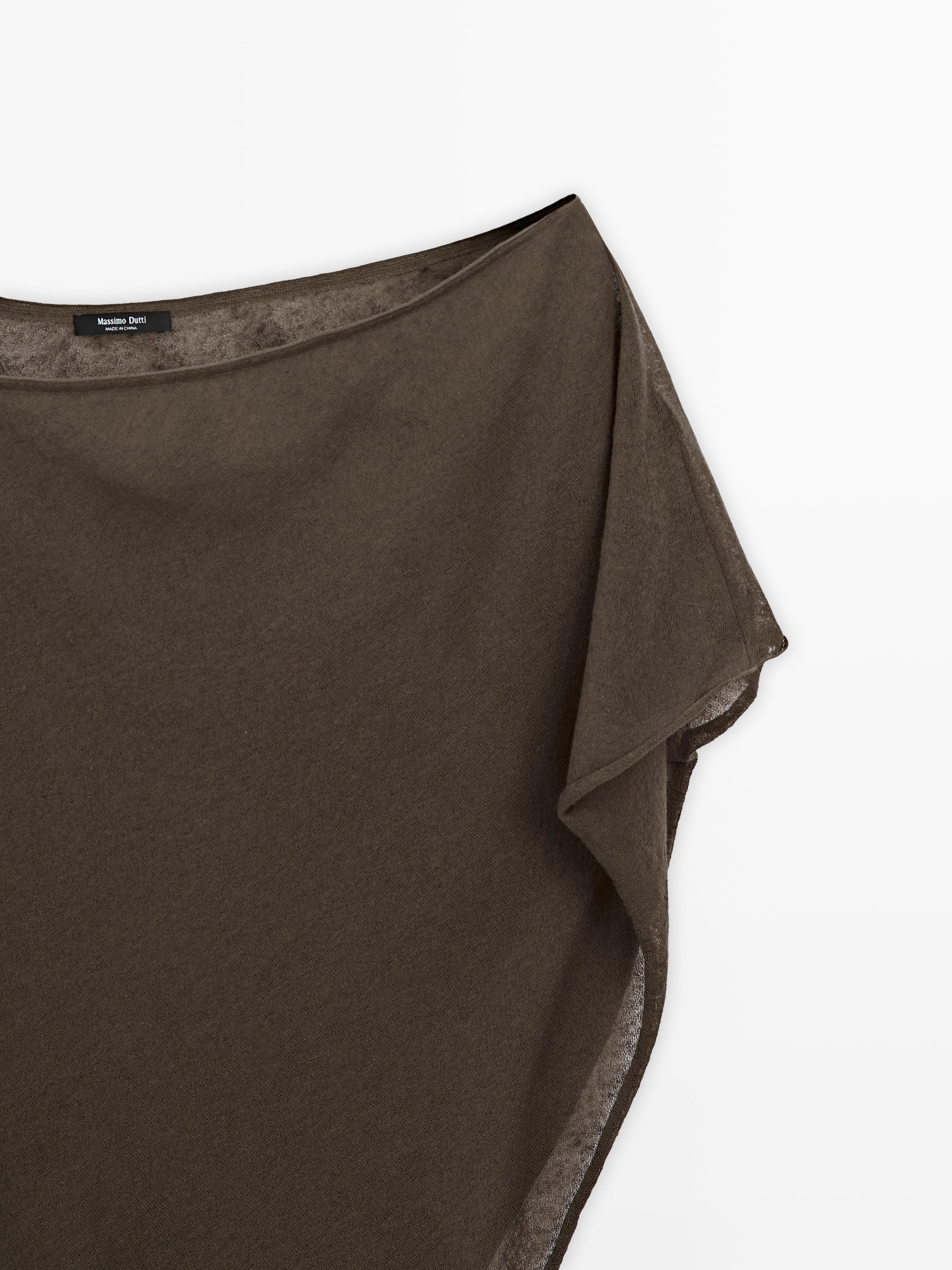 Asymmetric linen blend cape