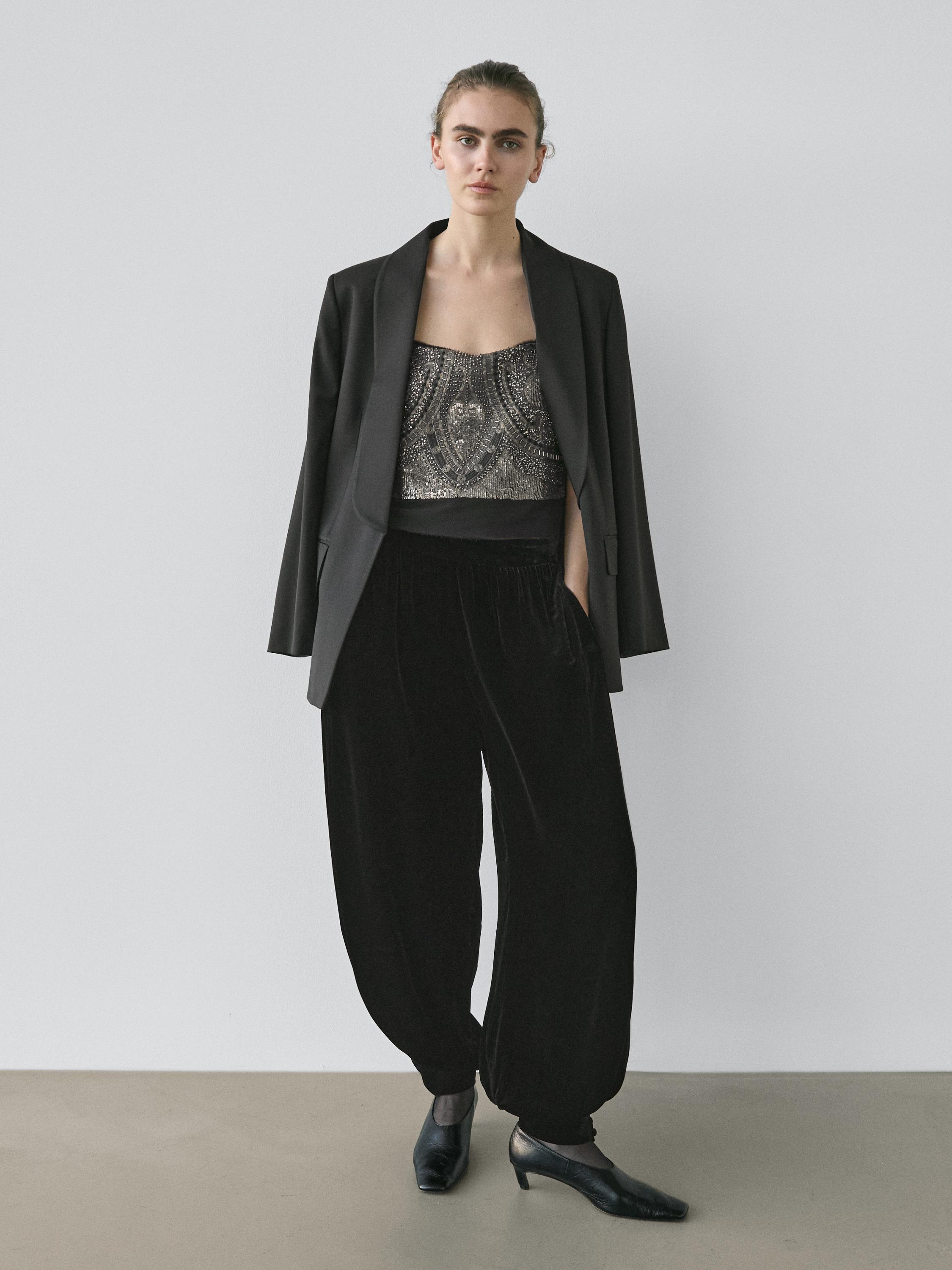 Velvet sarouel trousers - STUDIO — BLACK