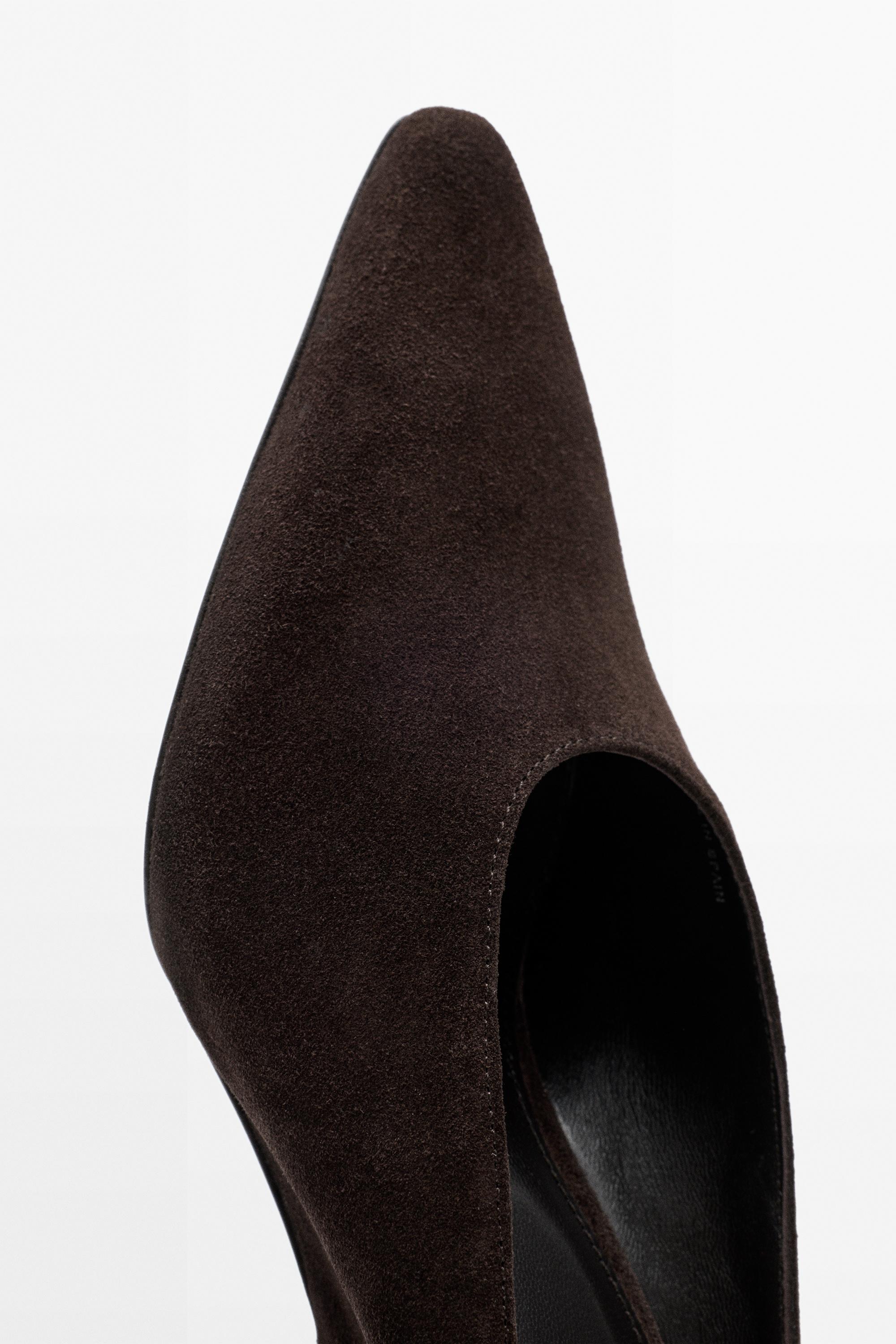Leather slingback heel shoe — BROWN