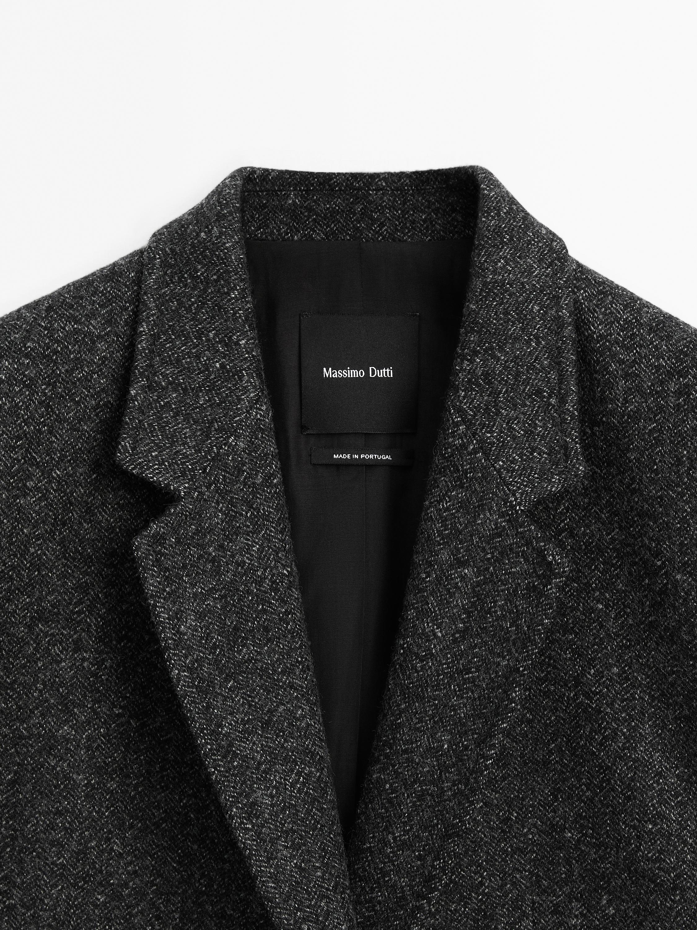 Herringbone wool blend blazer