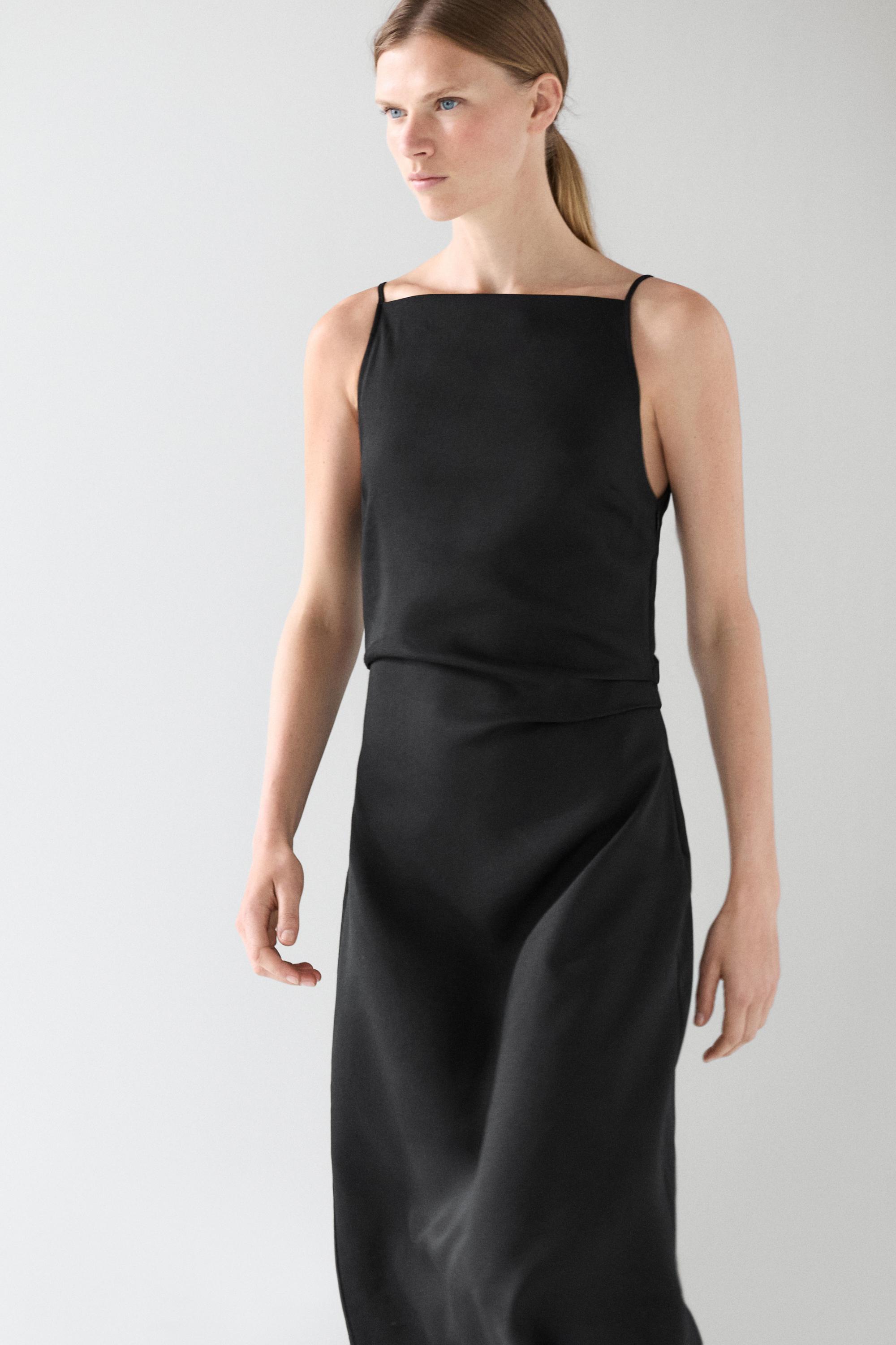 Linen blend pleated midi dress