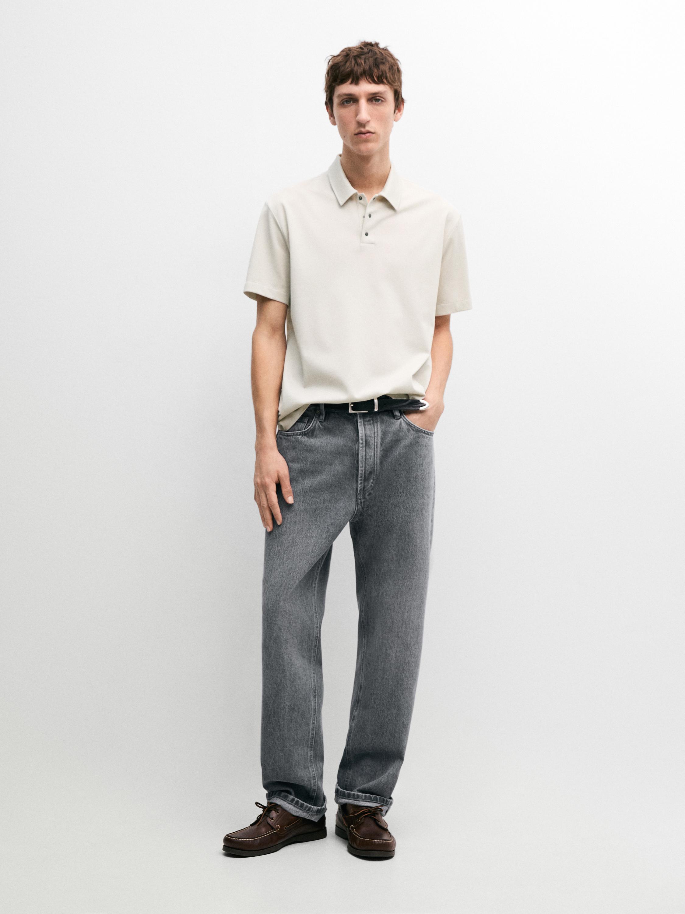 100% cotton short sleeve polo shirt — STONE