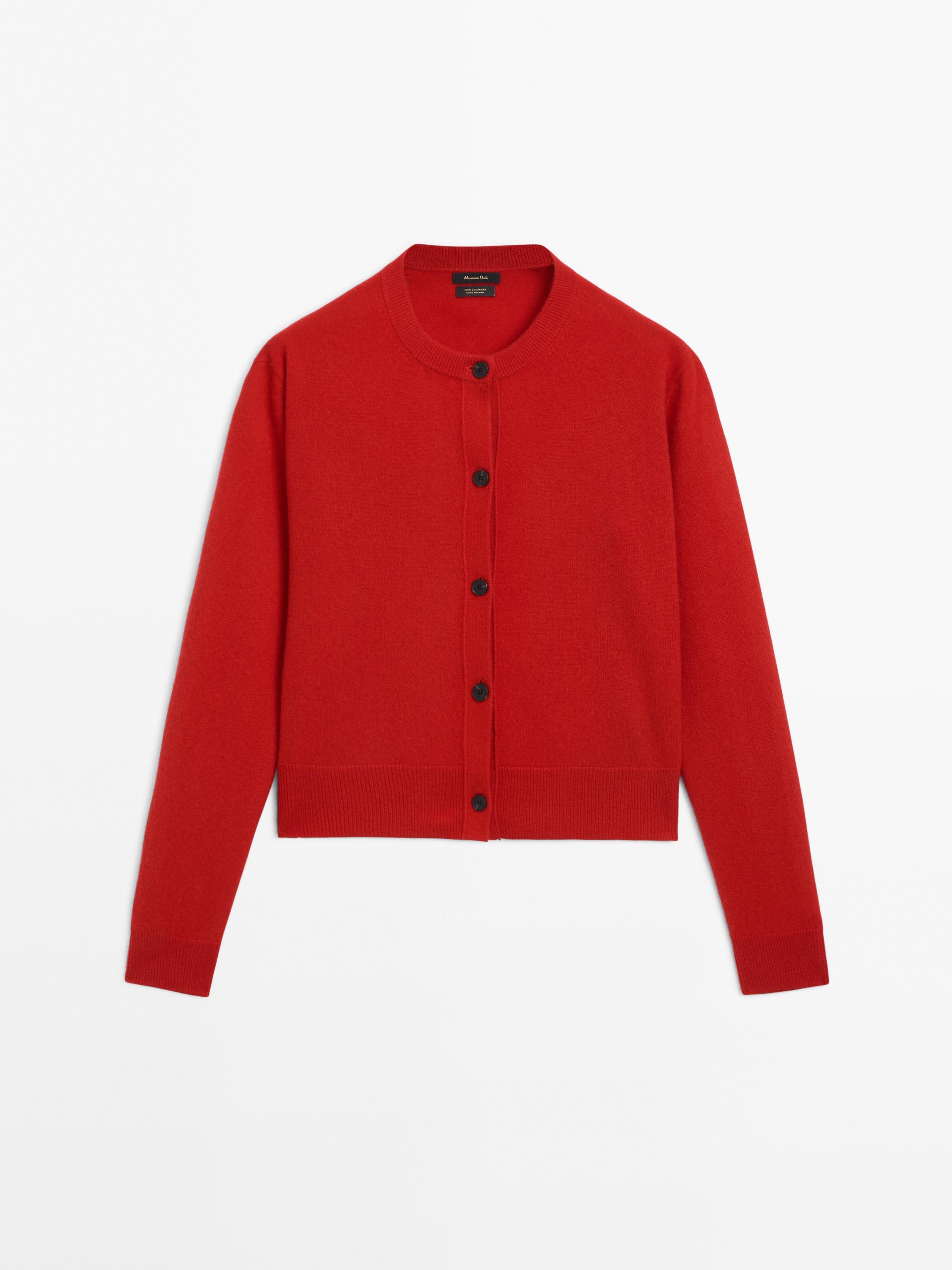 100% cashmere crew neck cardigan