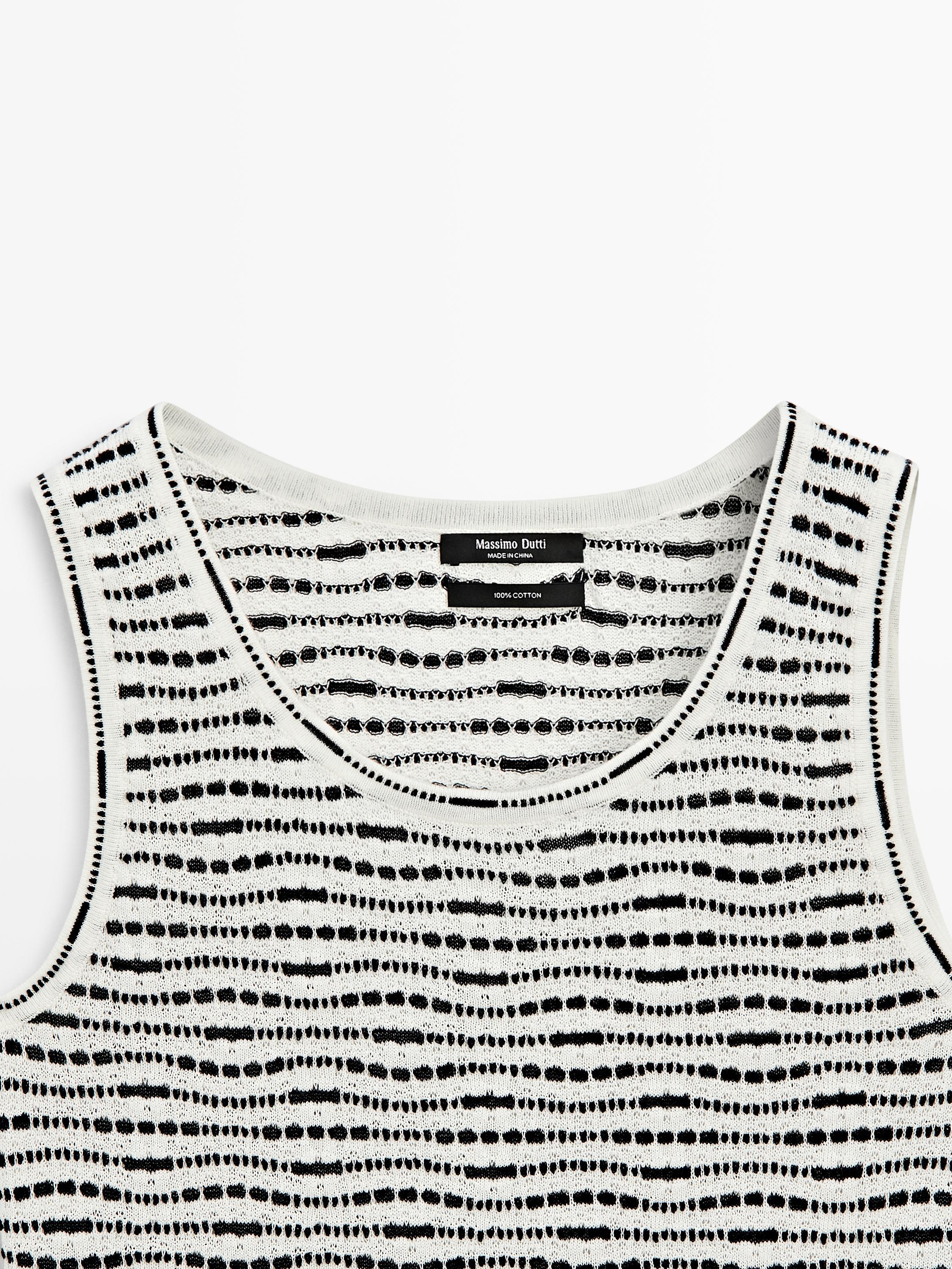 100% cotton knit top — CREAM