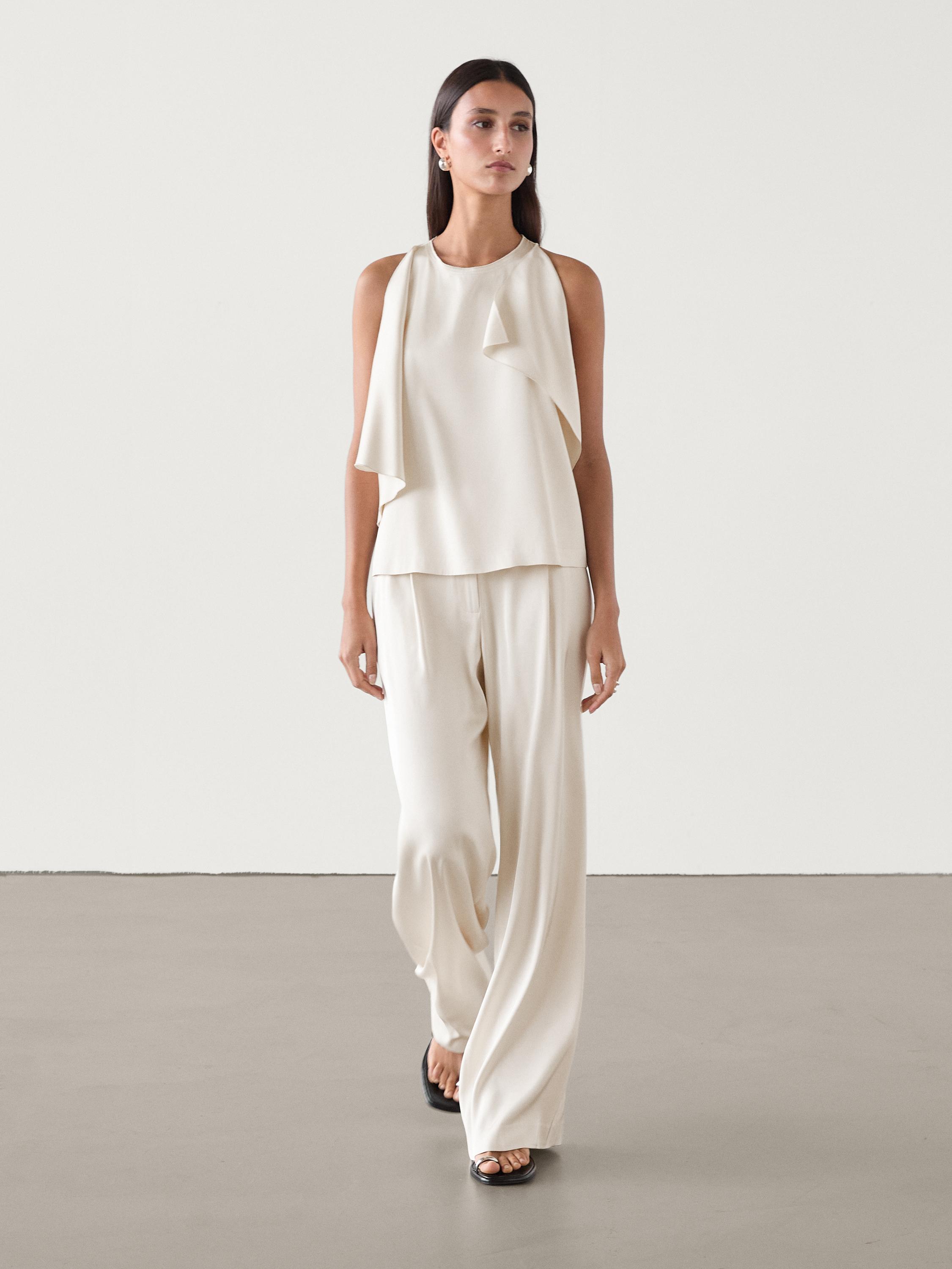 Pantalón ancho traje satinado