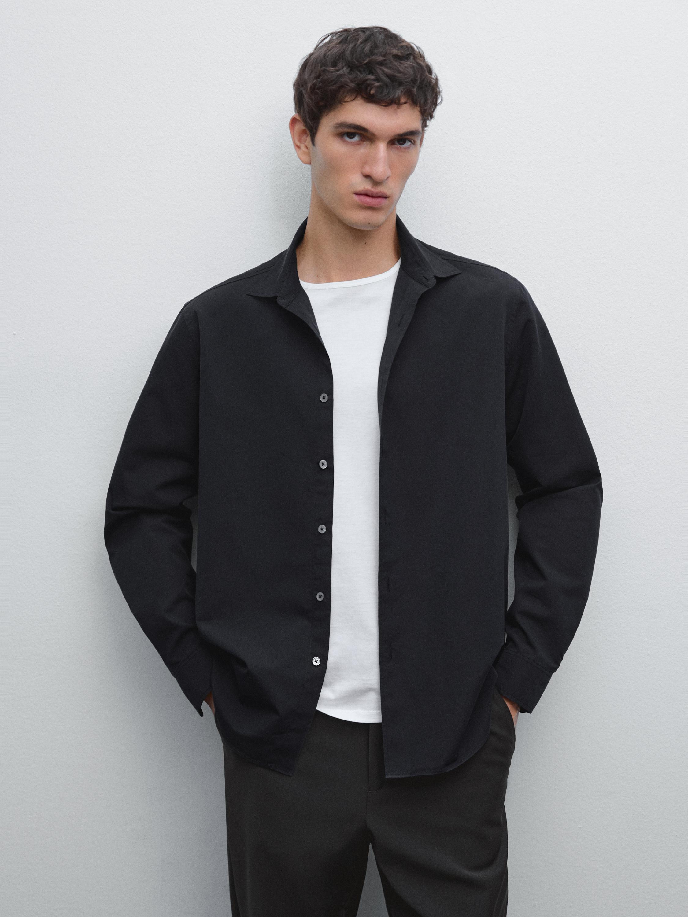 레귤러핏 코튼 & 실크 블렌드 셔츠