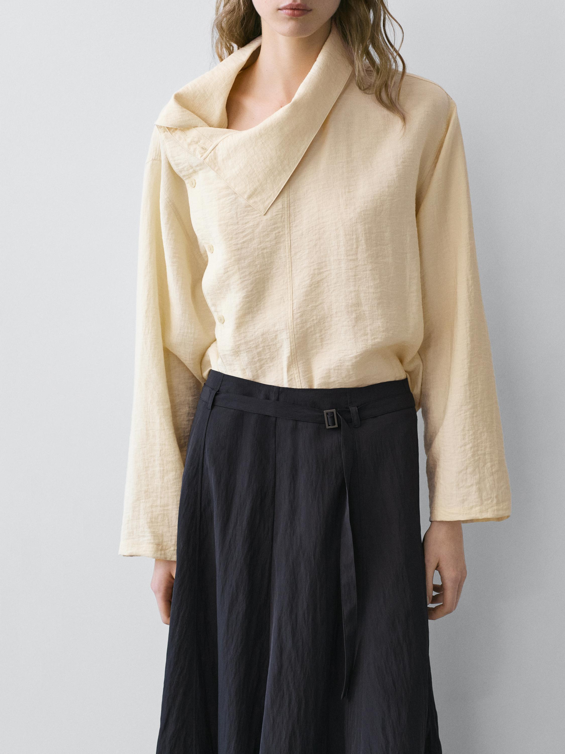 Long skirt with belt detail — GREY BLUE