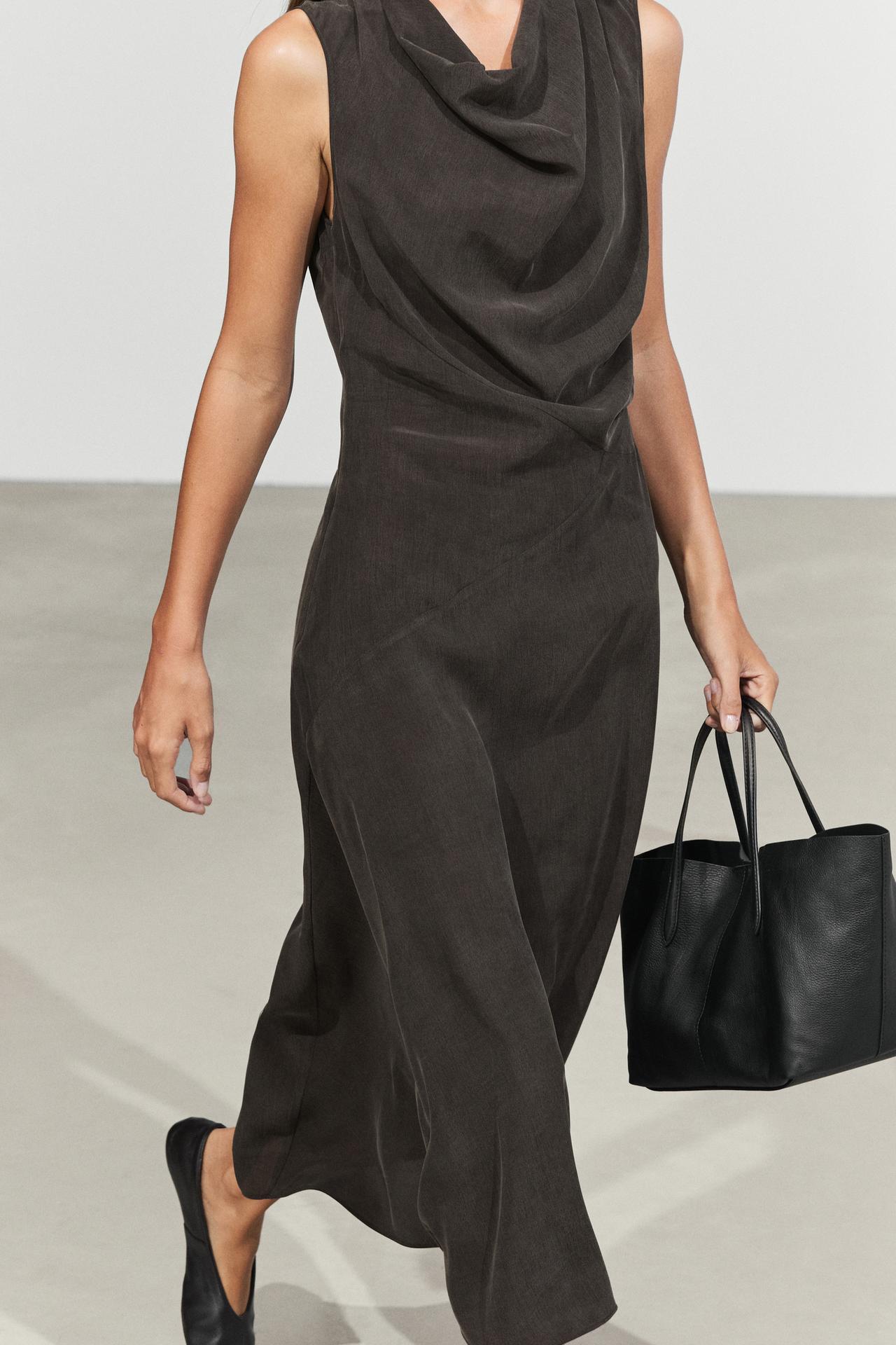 Draped detail midi dress — Chocolate