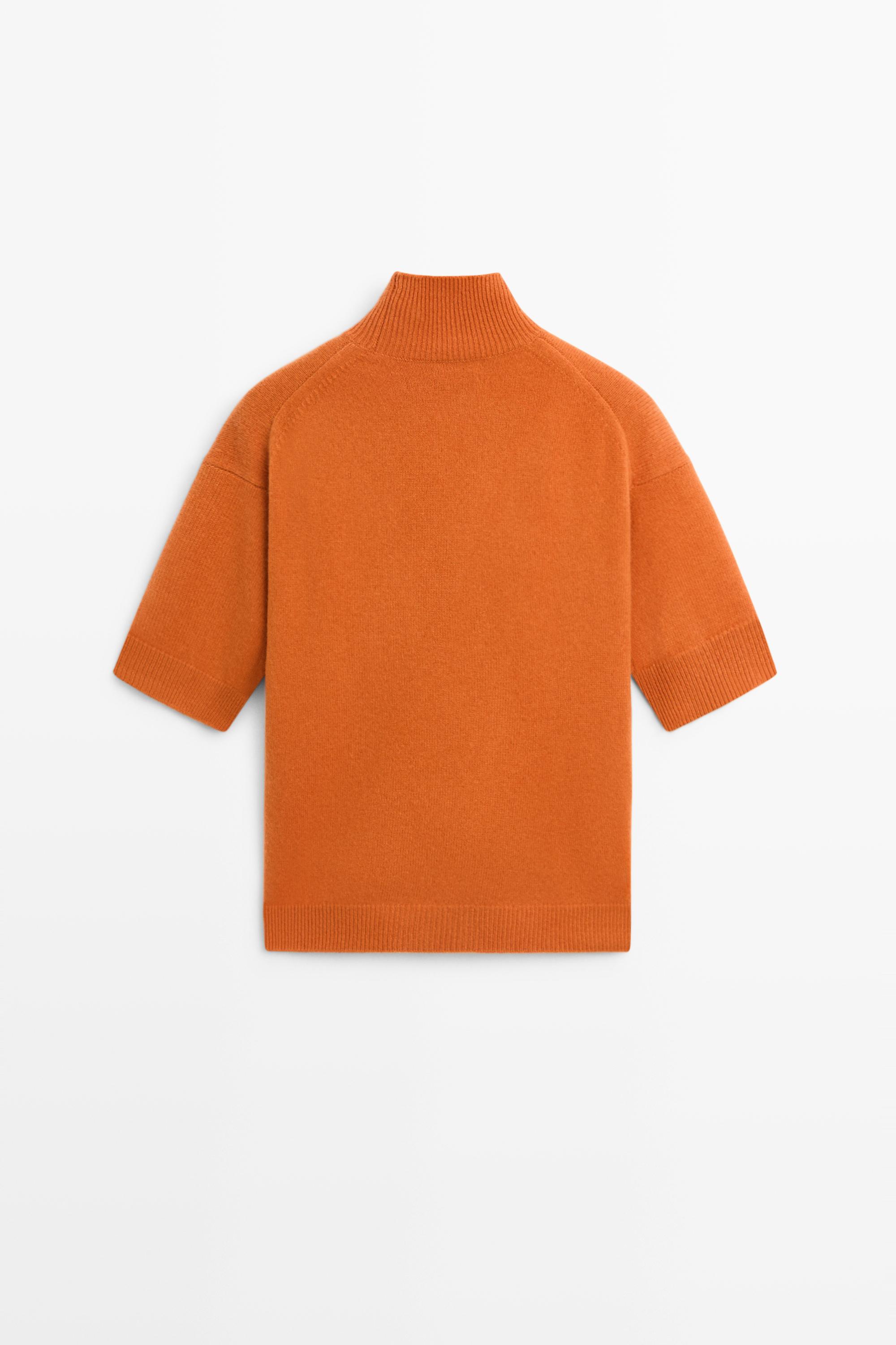 Oversize short sleeve knit sweater — ORANGE