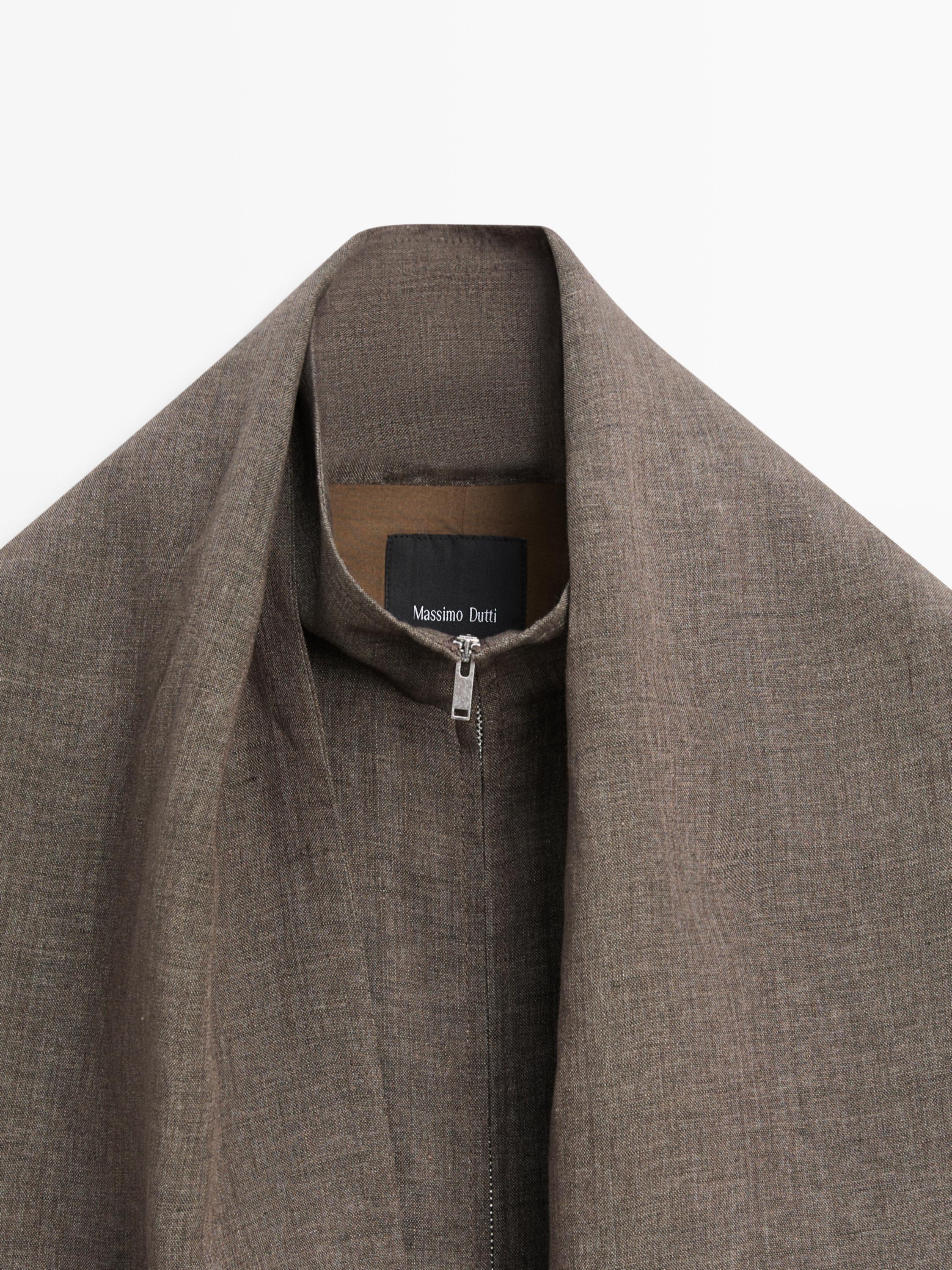 Linen melange bomber jacket with scarf — CAREY