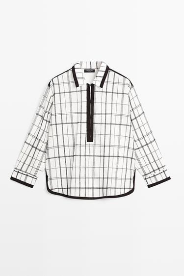 Cotton blend check shirt — WHITE 2