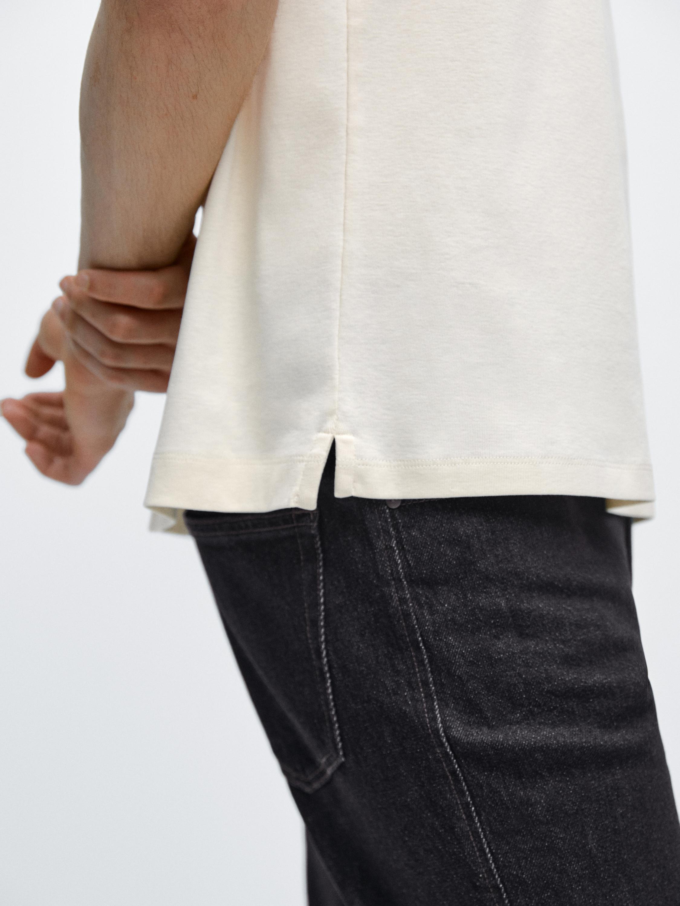 100% mercerised cotton T-shirt — CREAM