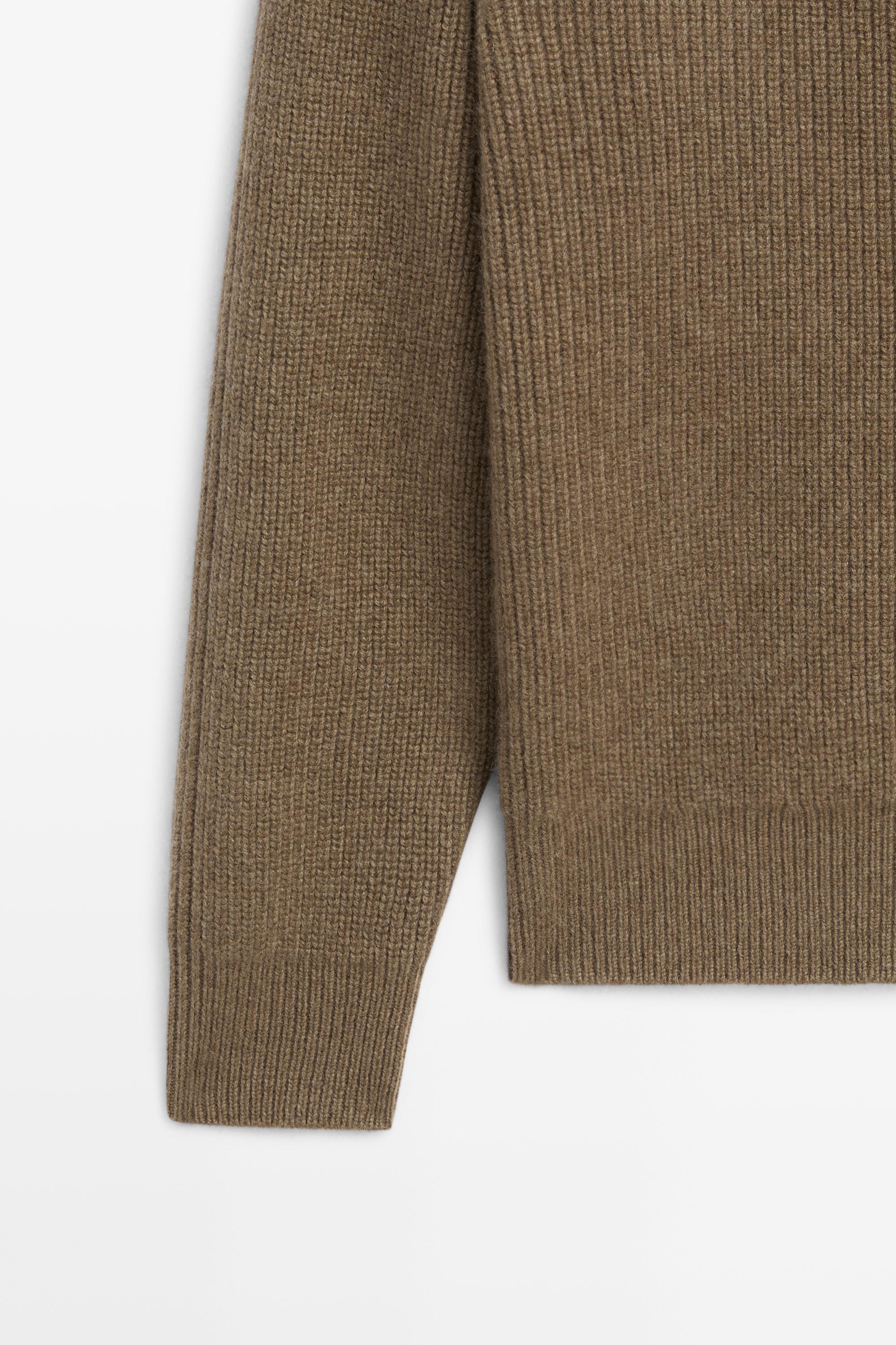 100% cashmere cross-over knit cardigan — KHAKI