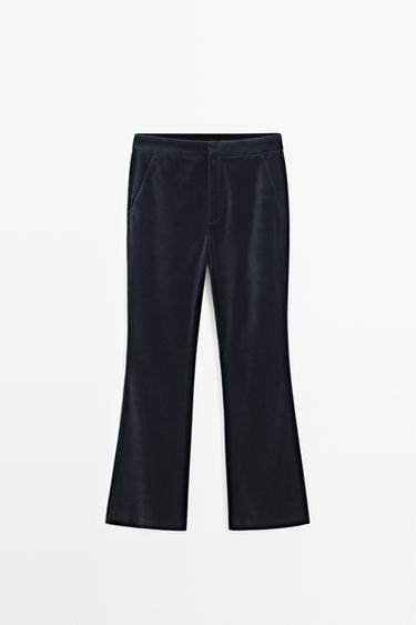 Velvet skinny flare fit pants — Dark Blue 2