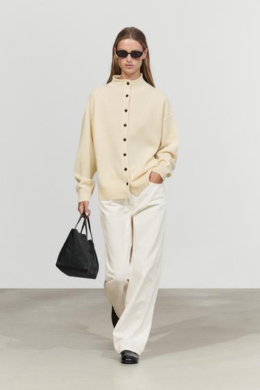 100% cashmere knit cardigan — CREAM 1
