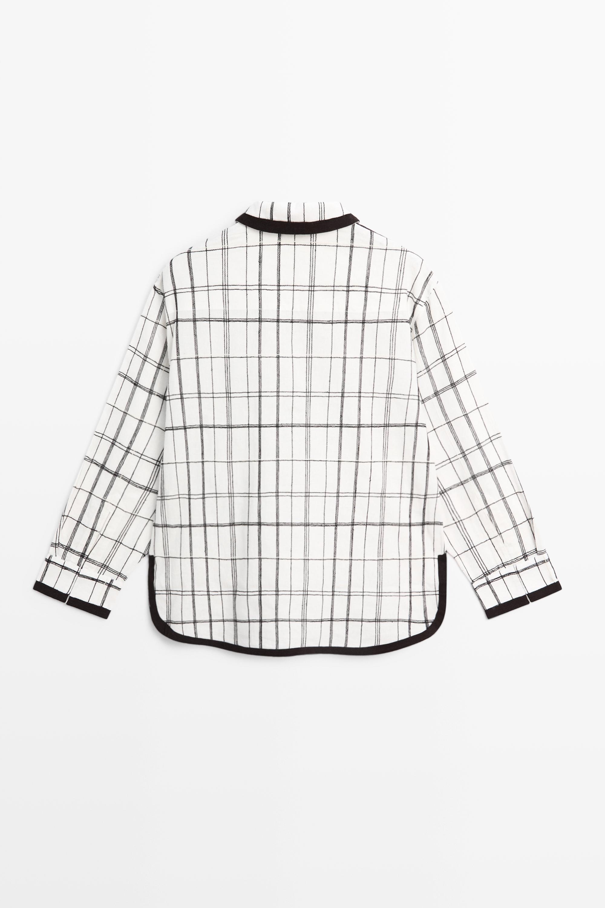 Cotton blend check shirt — WHITE