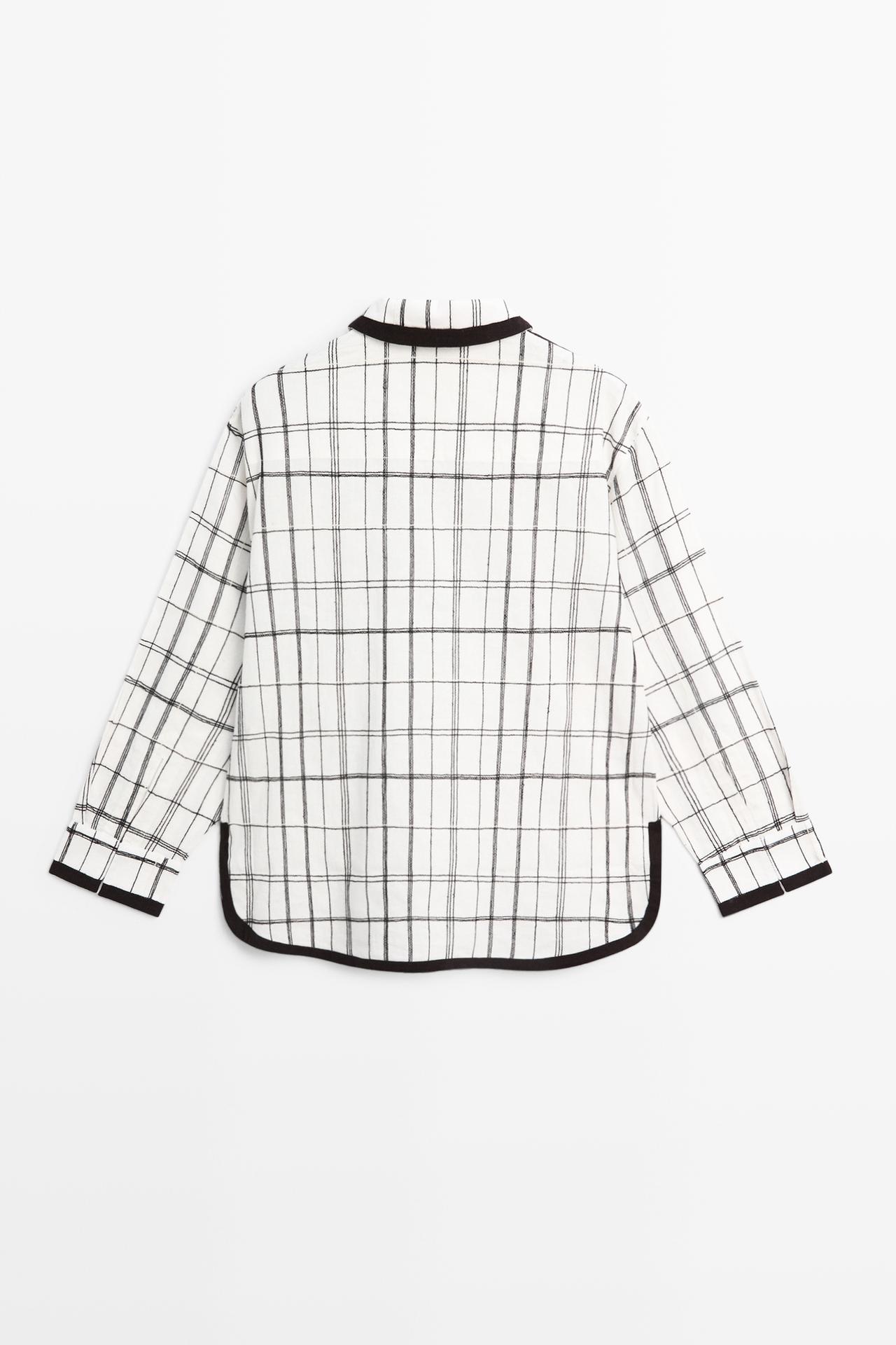 Cotton blend check shirt — WHITE