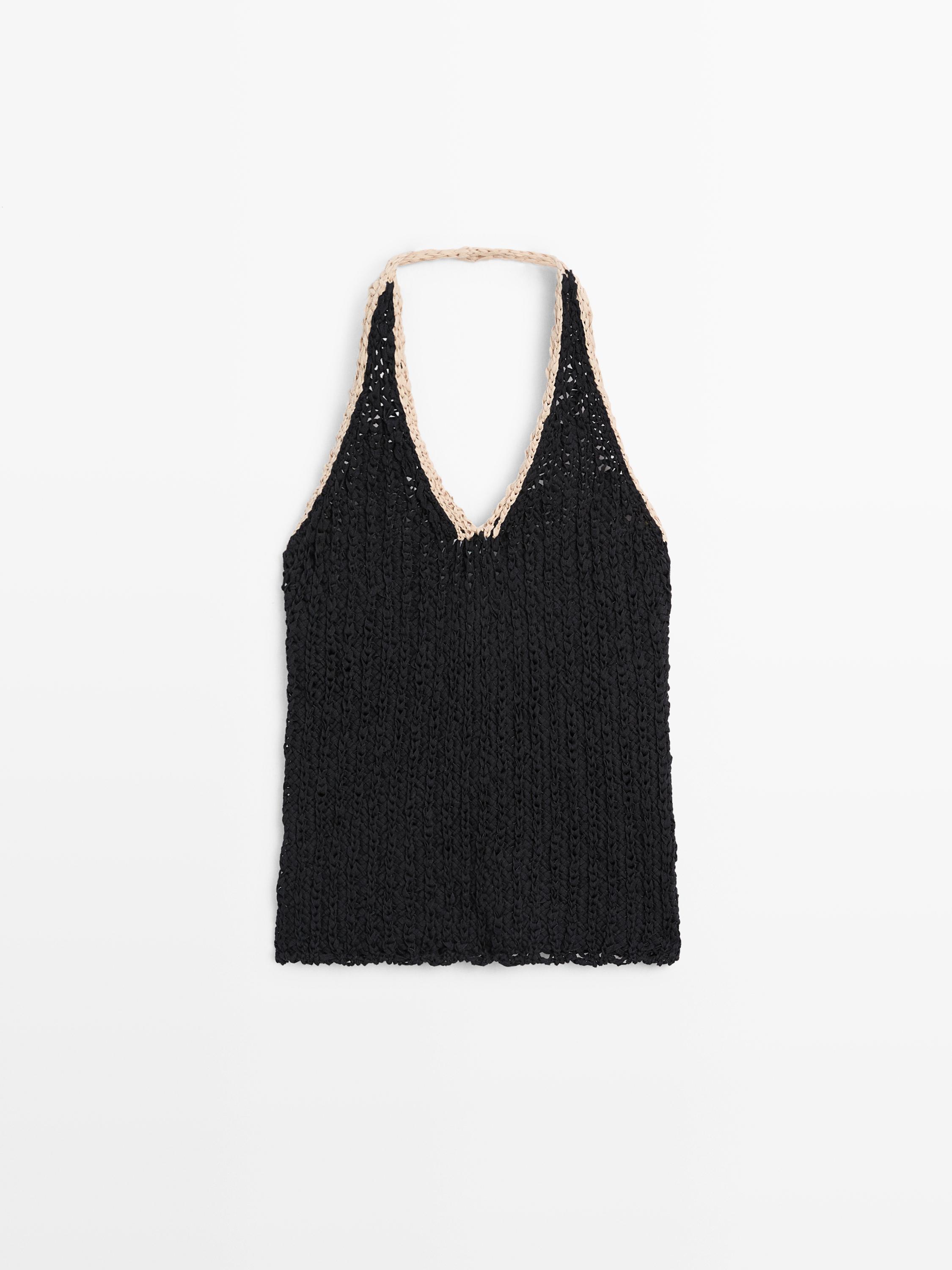 Kontrast trikotaj halter top