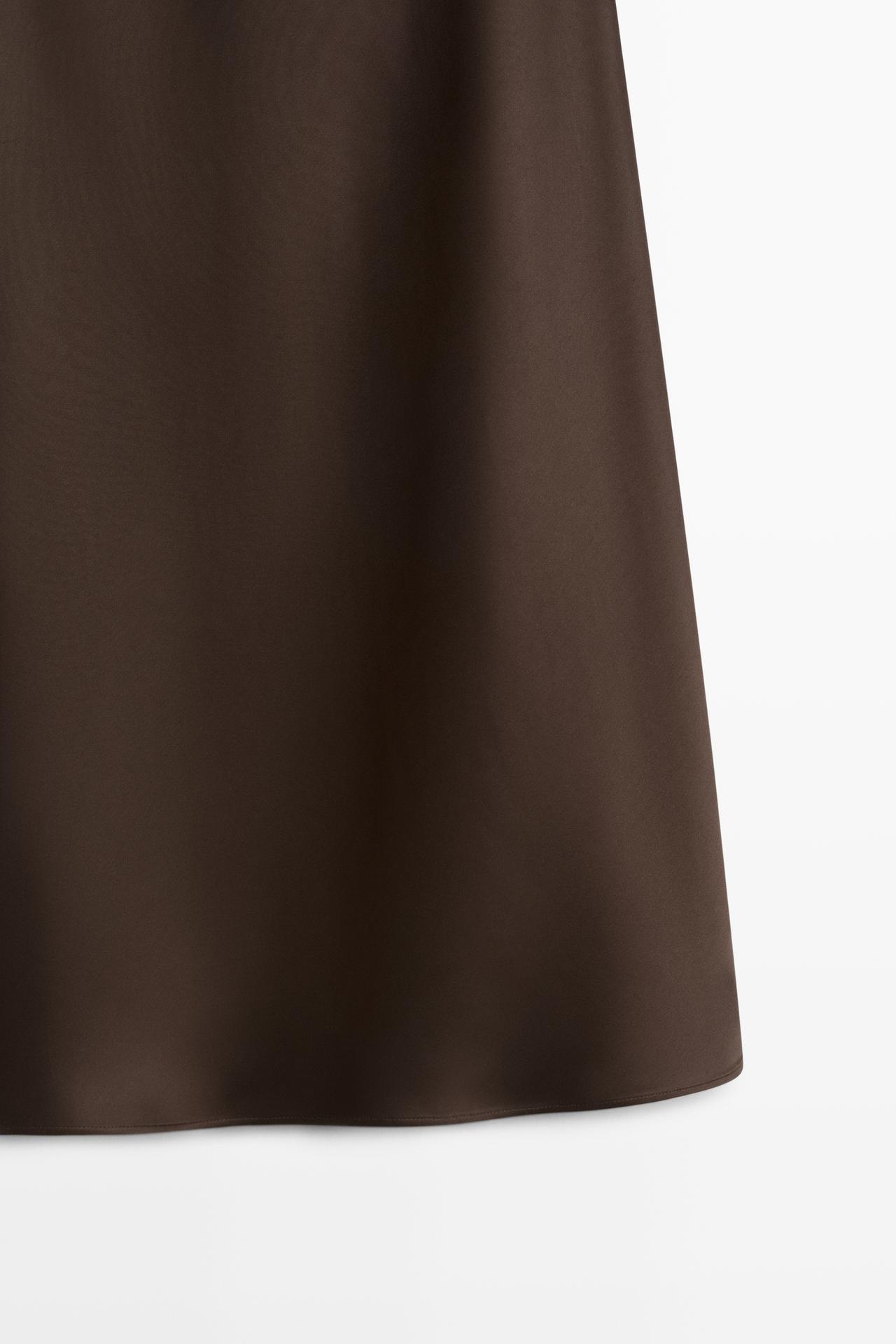 Satin midi skirt — BROWN