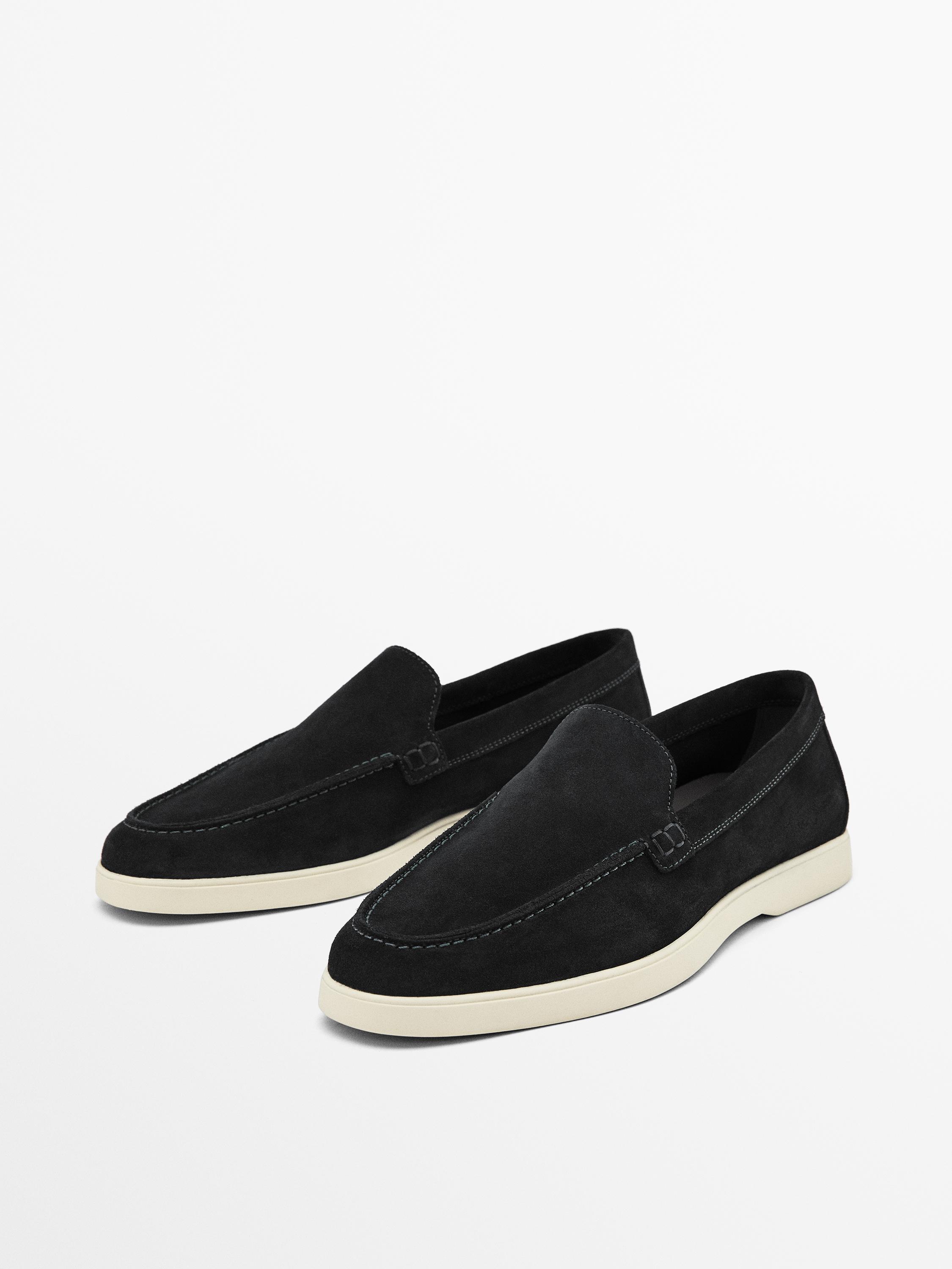 Split suede leather loafers
