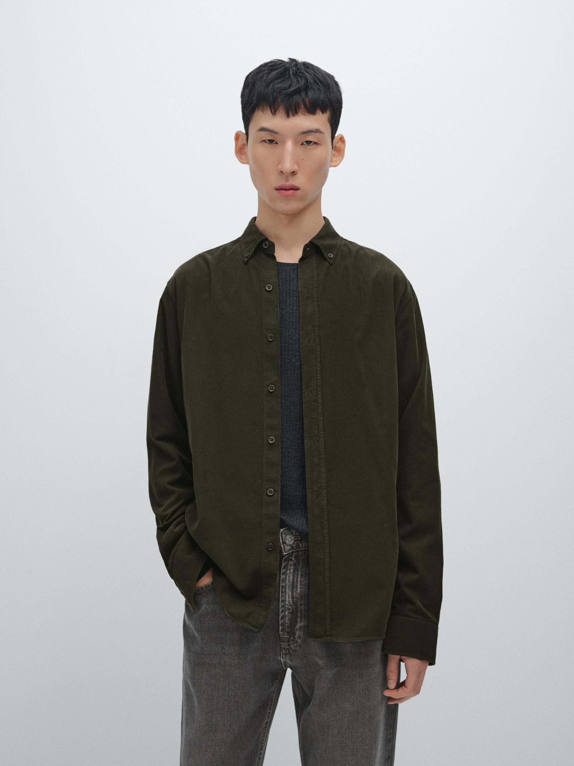 Regular fit needlecord shirt
