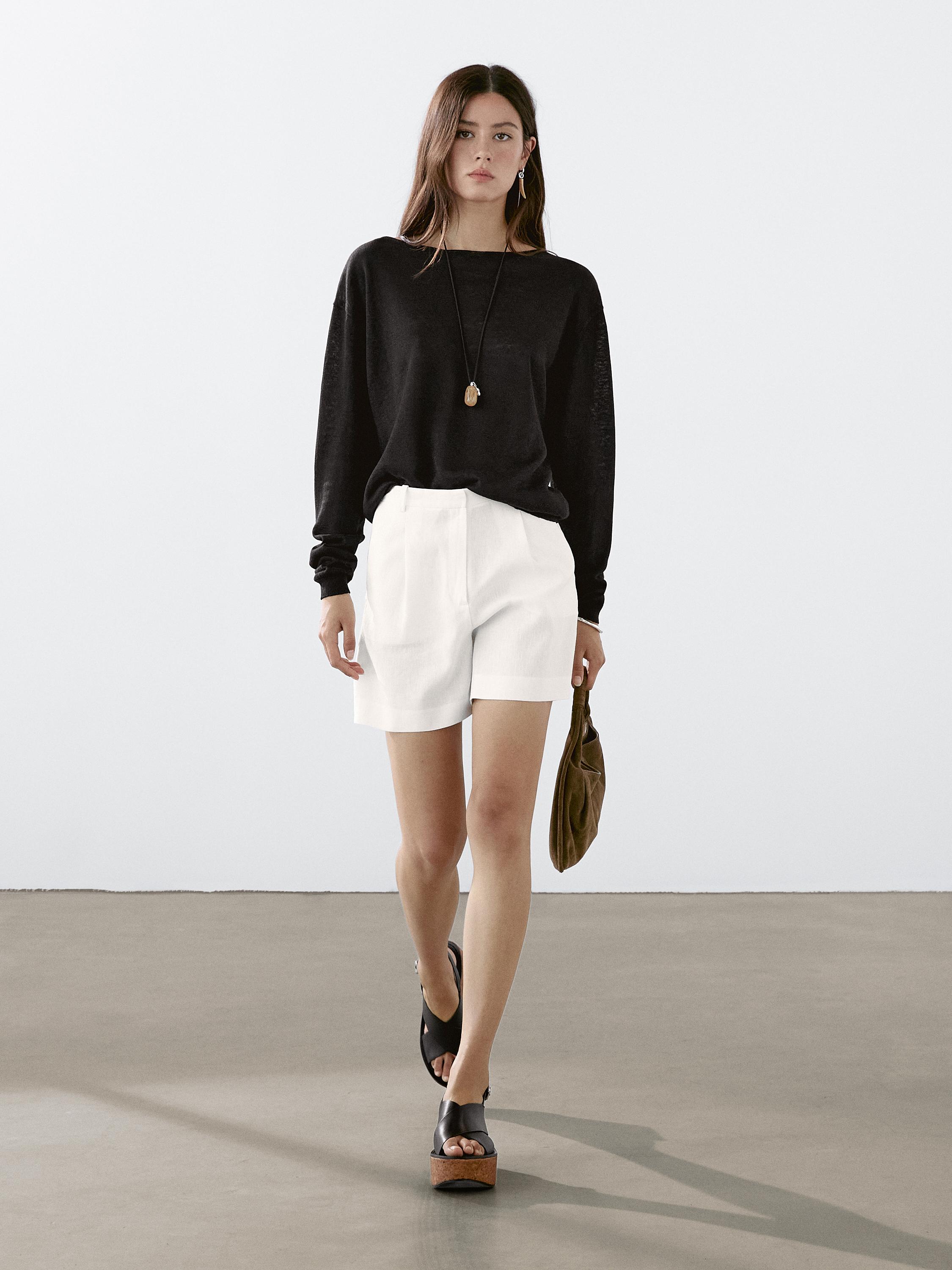 Jersey mit Leinen-Bateau-Ausschnitt