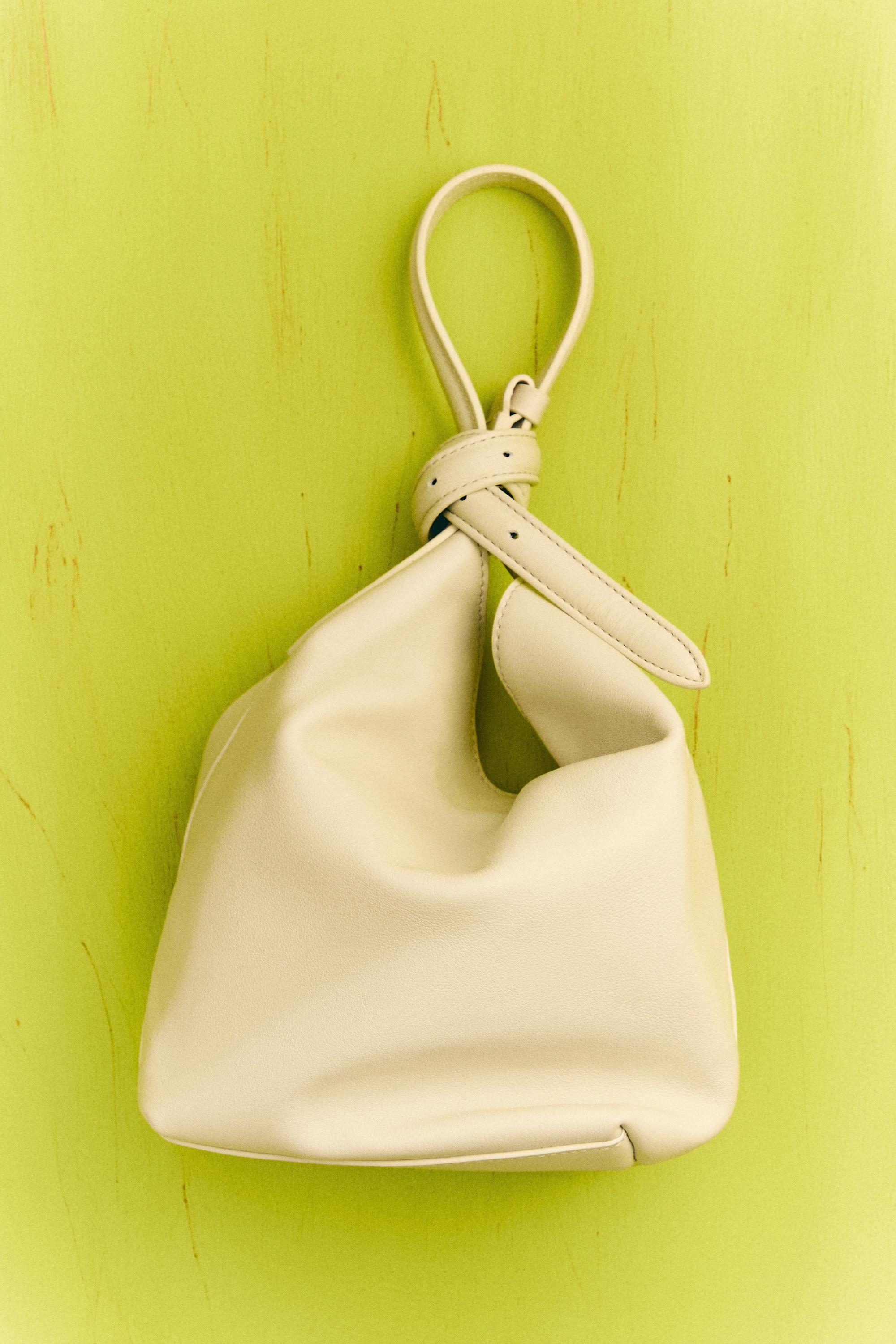 Nappa leather mini bucket bag — Off white
